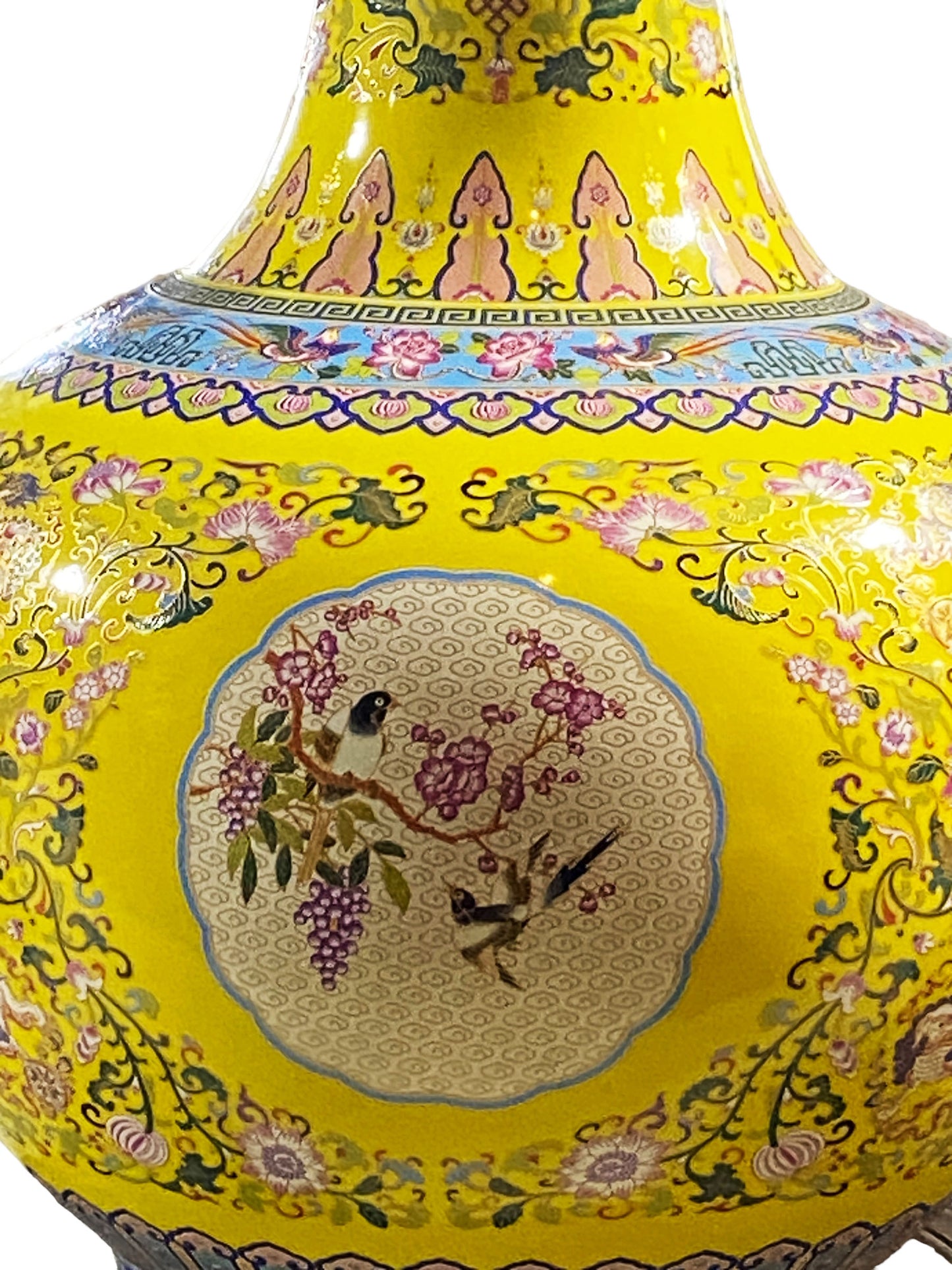 #5646 Imperial Yellow Famille Jaune Large Onion Shape Vase 22" H