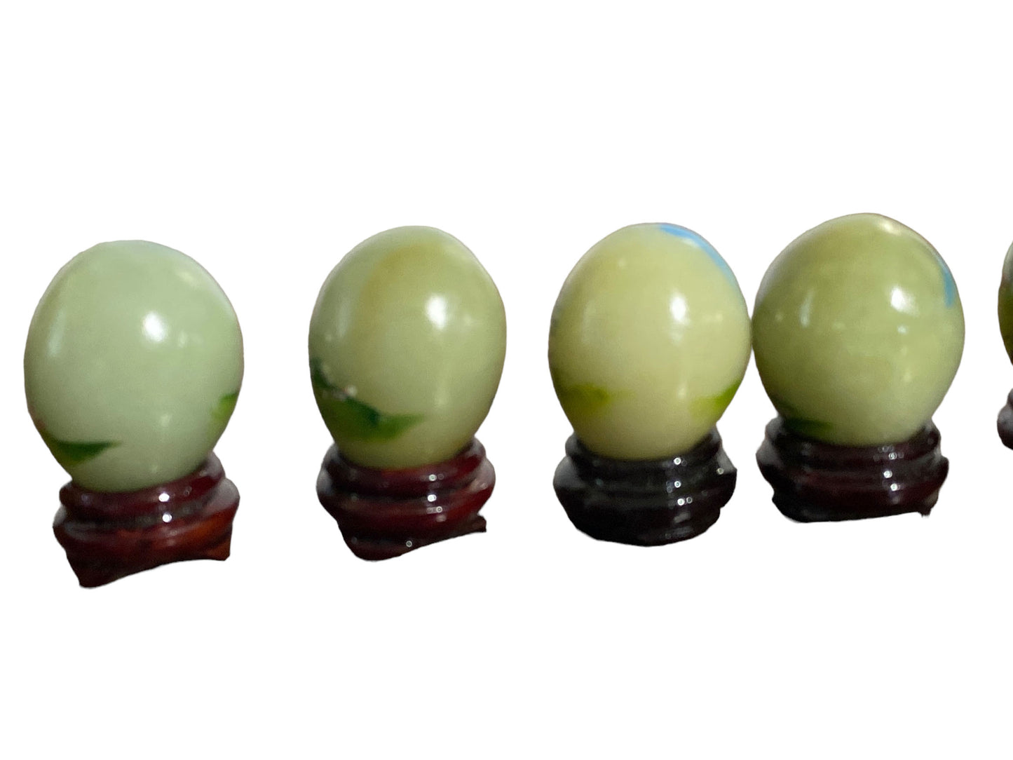 #5710 Chinoiseire Soap Stone Set Of Ten Decorative Eggs On Stand