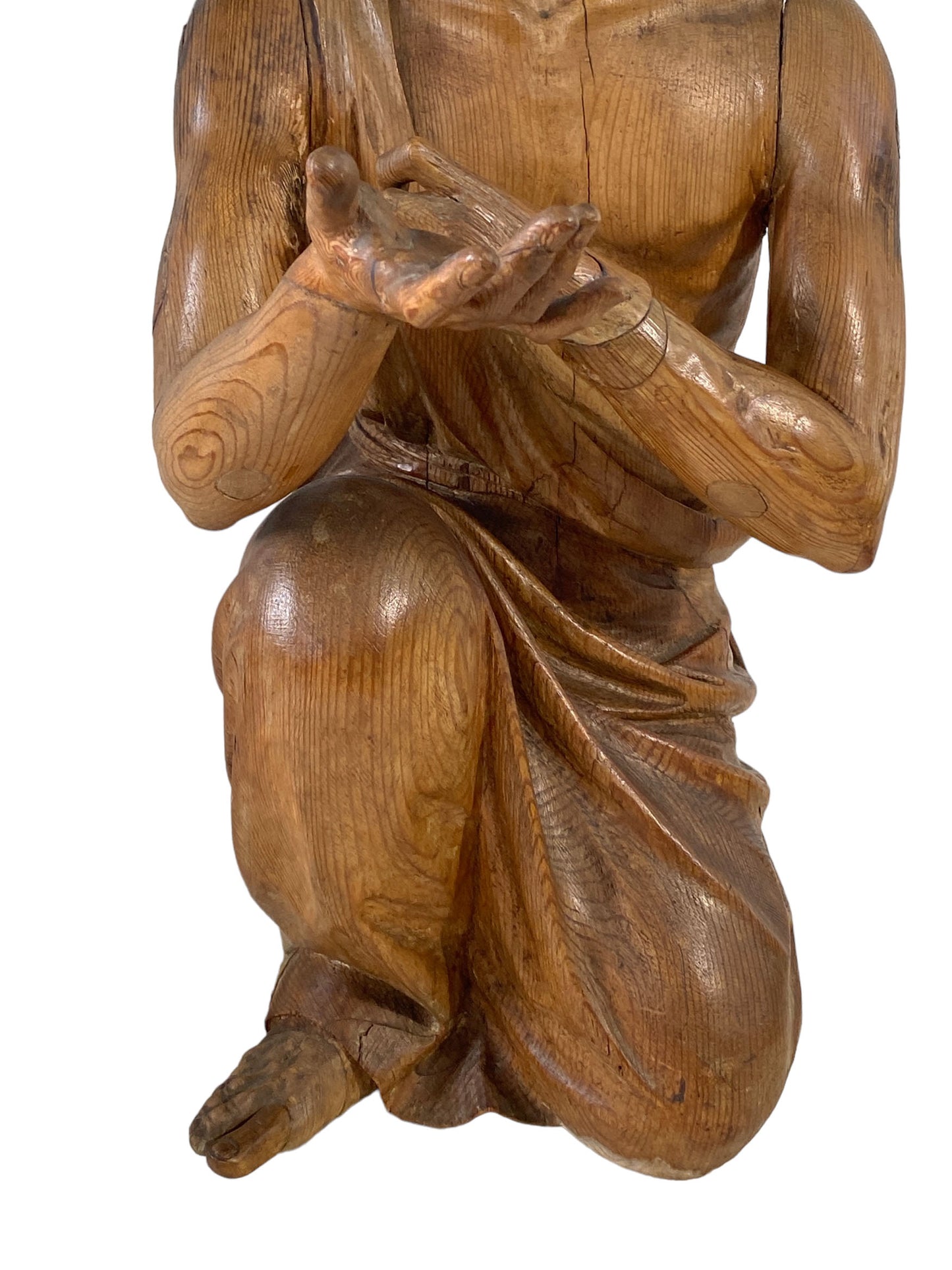 #5602 LG Museum Quality European Hand Carved Wood 18th C Santos ST Geronimo 27" H