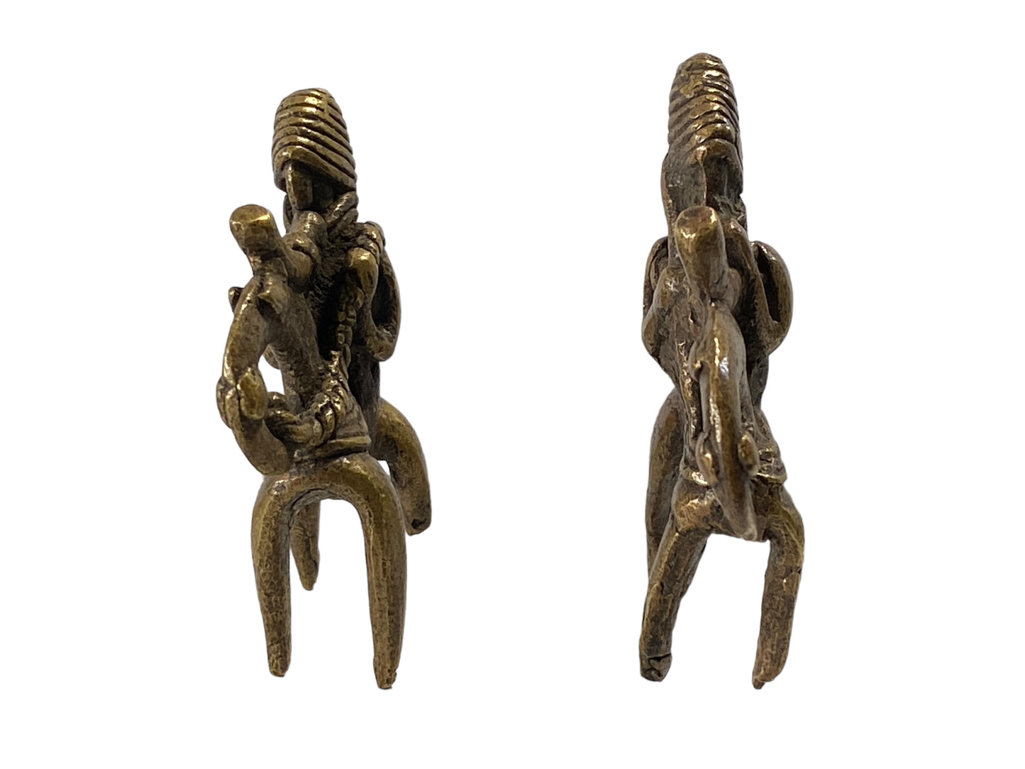 #7054 African Dogon Bronze Horseman Gold Weights  Mali 2.5" H set of two