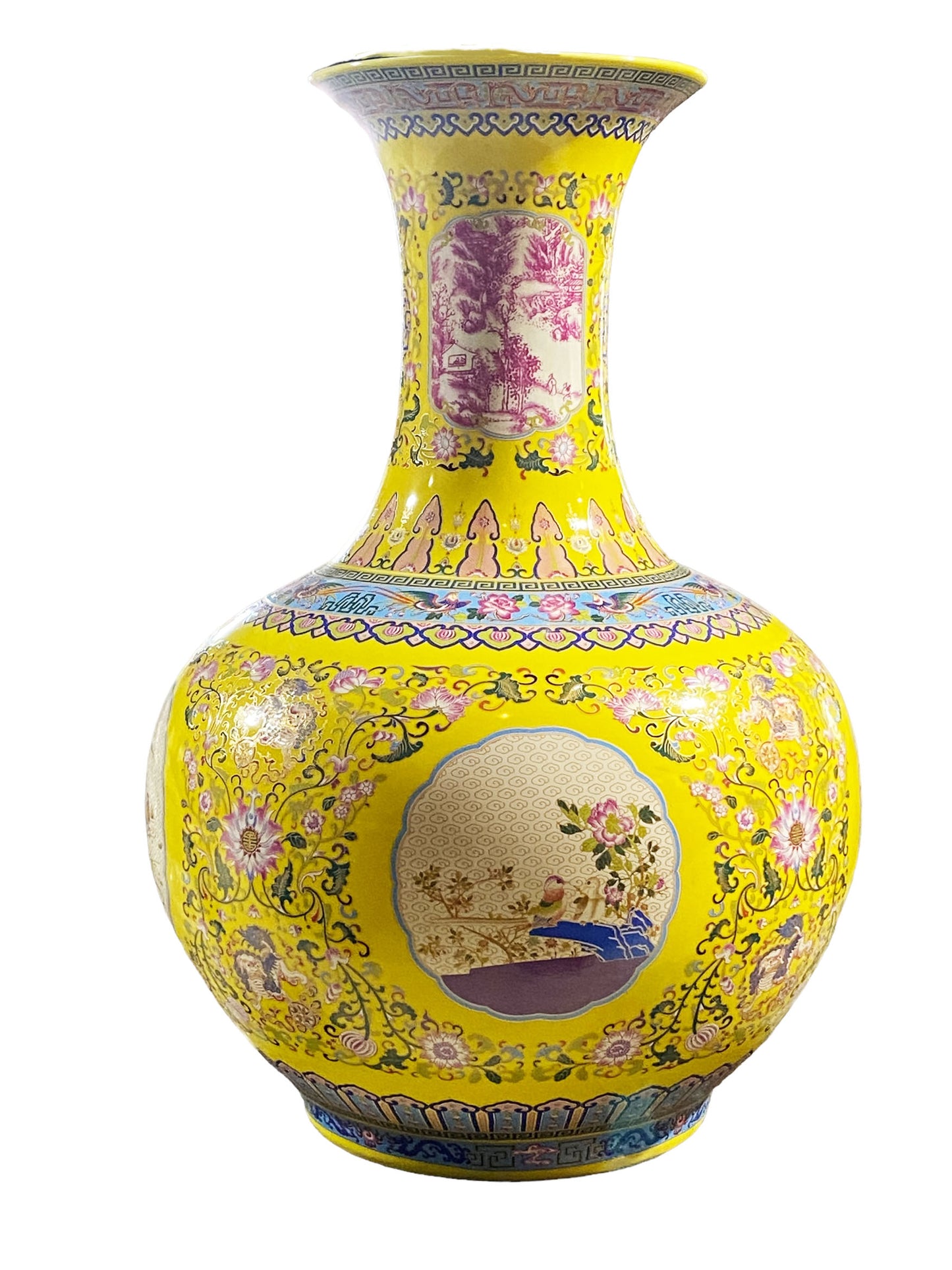 #5646 Imperial Yellow Famille Jaune Large Onion Shape Vase 22" H