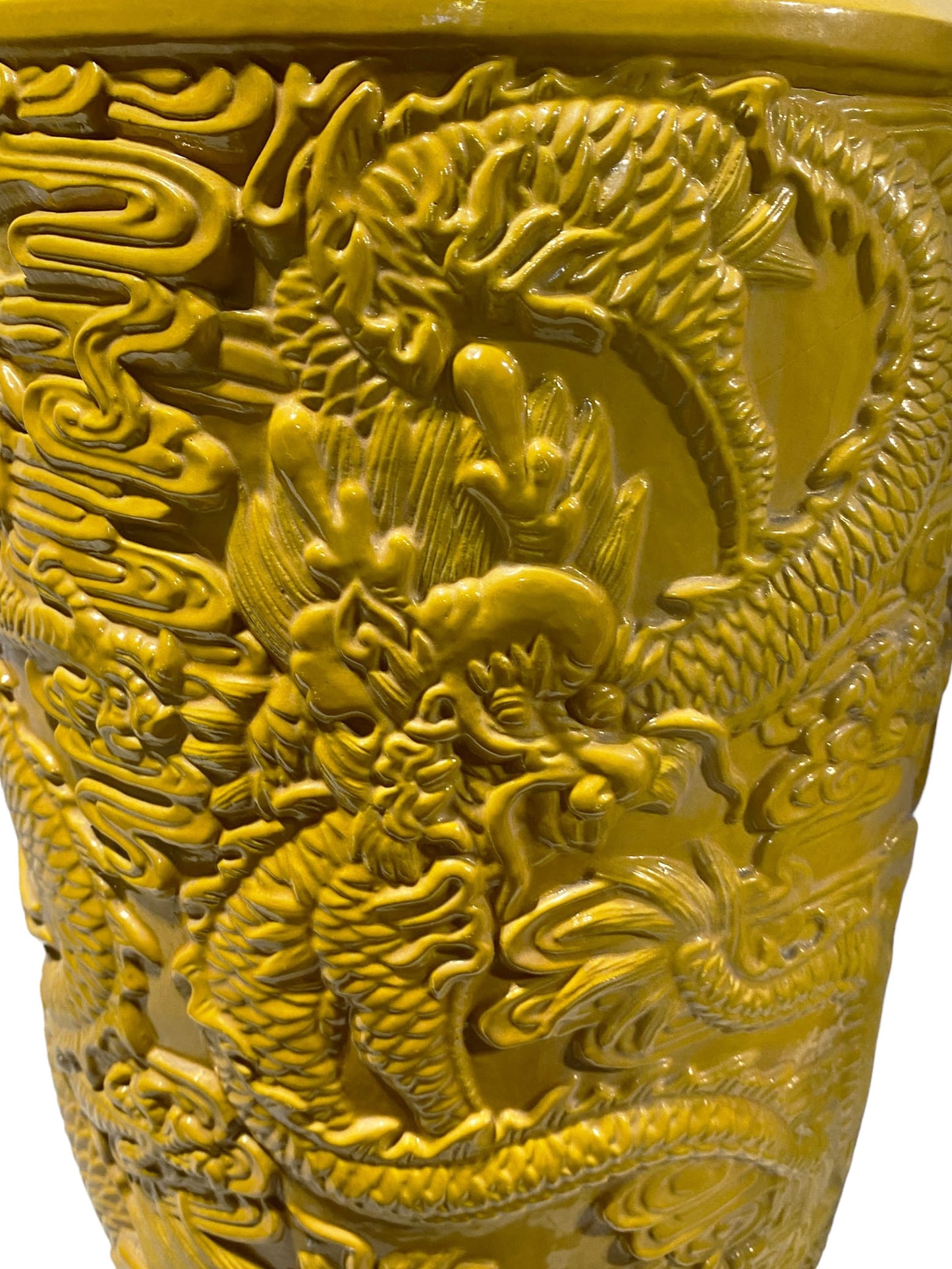 #3188 Chinoiserie Large Famille Jaune Style Dragons Vase. 27' H