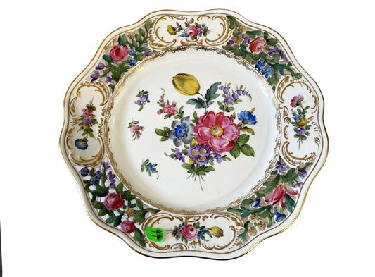 #7916 Reticulated Pierced Porcelain Flowers Cabinet Plate Dresden 11" D
