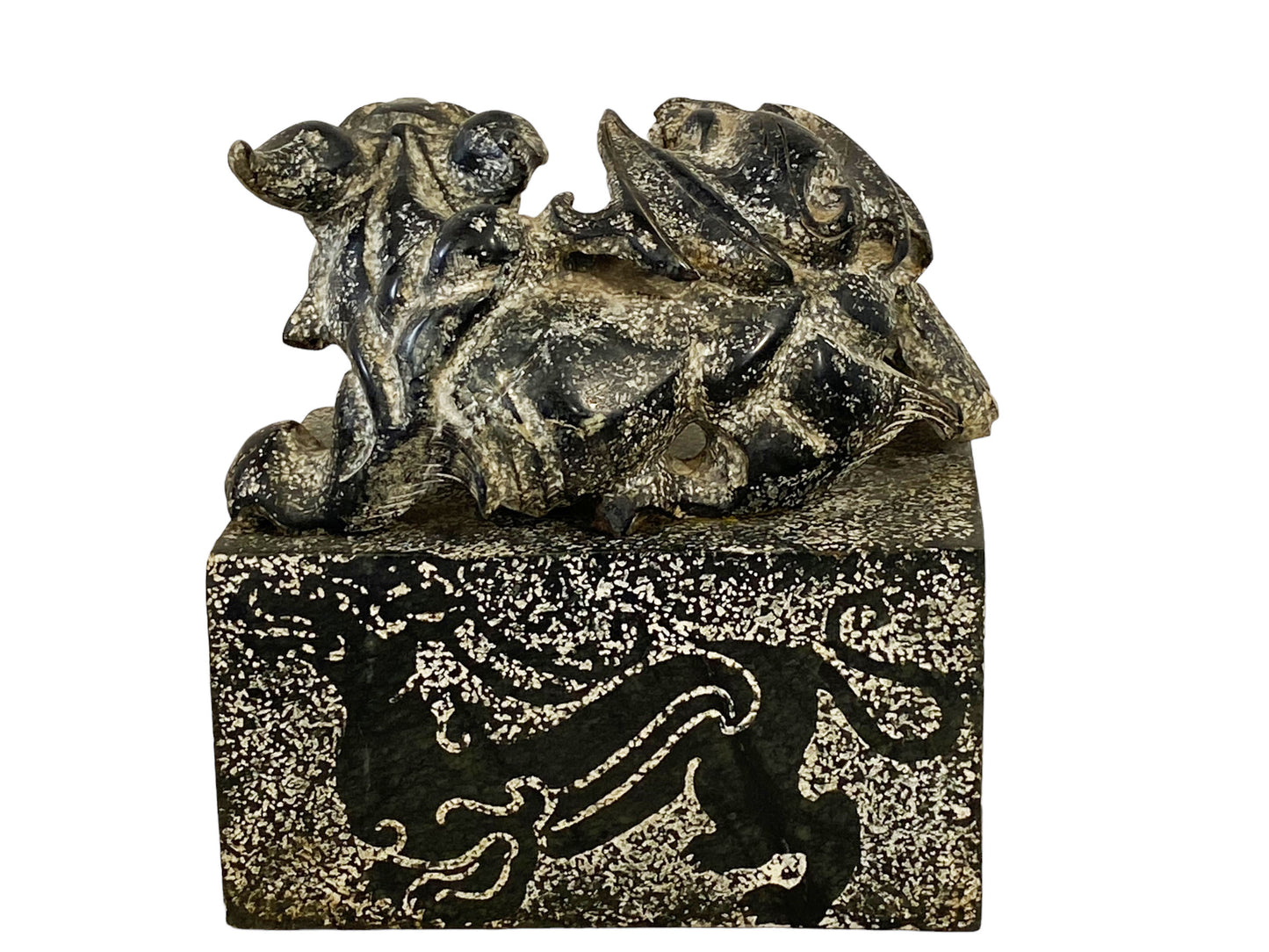 #5666  Large Chinoiserie Stone Foo Dog Ink Stamp Seal  6" w