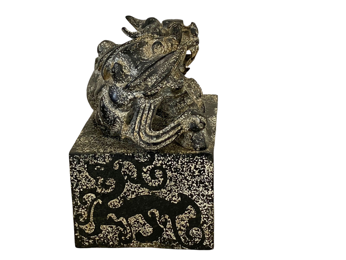 #5666  Large Chinoiserie Stone Foo Dog Ink Stamp Seal  6" w