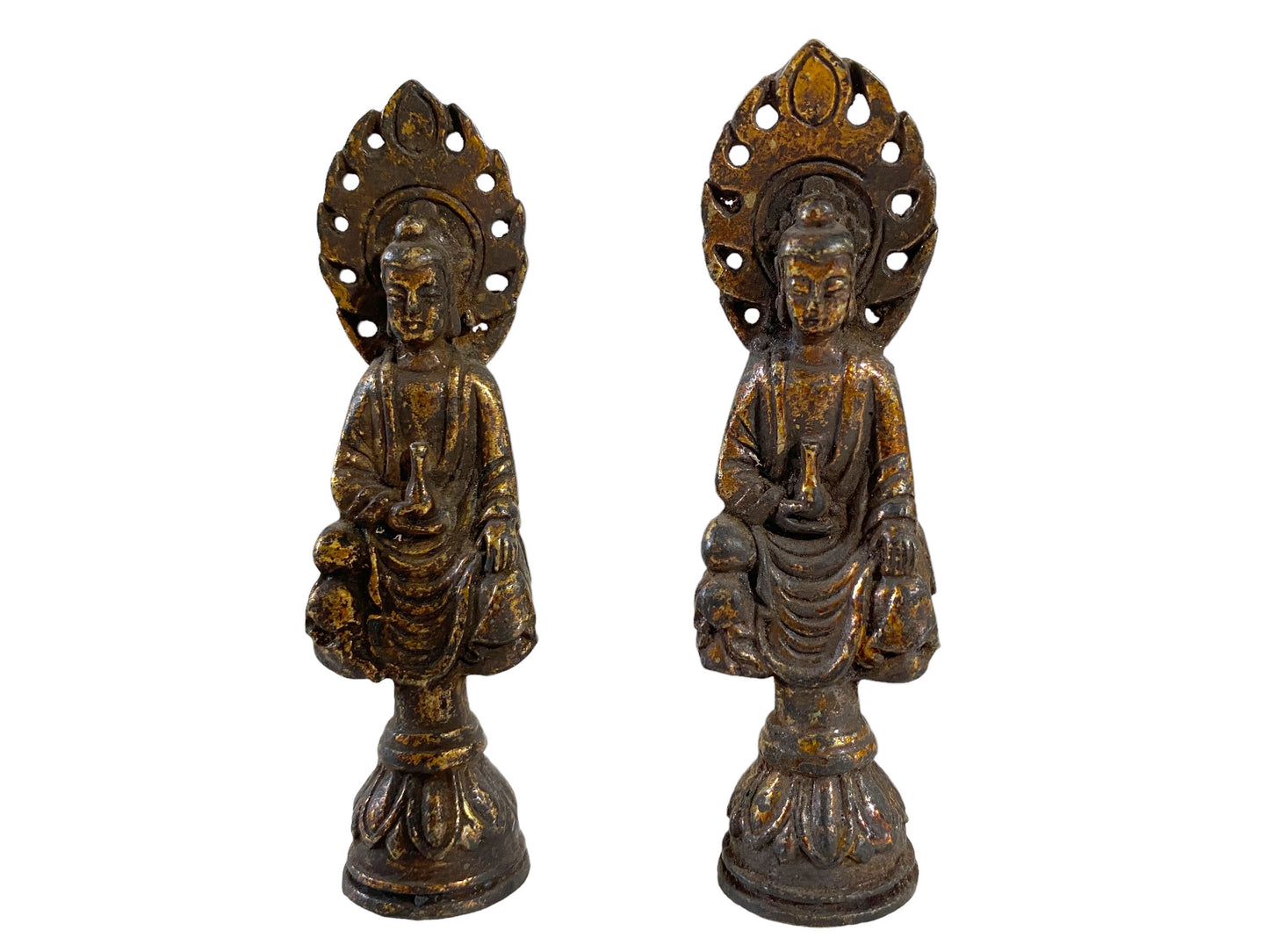 #5629 Chinoiserie Old Bronze  Miniature Medicine Buddha  set of two 4" H