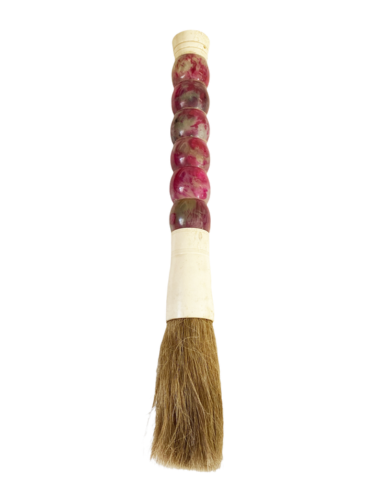 #4167 Chinoiserie Soapstone and Bone Calligraphy Brush 13.5" H