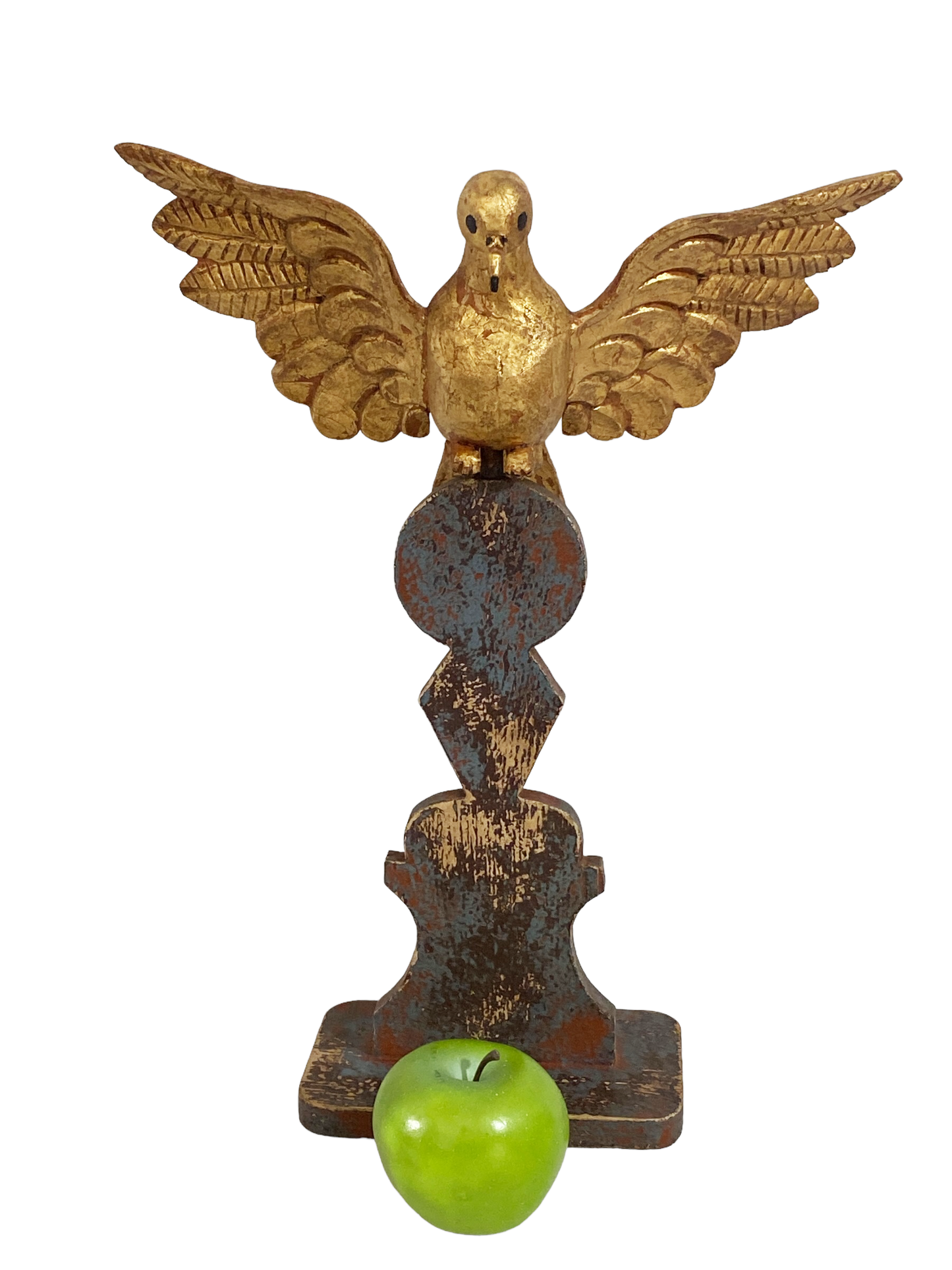 #4989 Large Carved Wood Dove the Holy Spirit Sculpture on Finial 16" H
