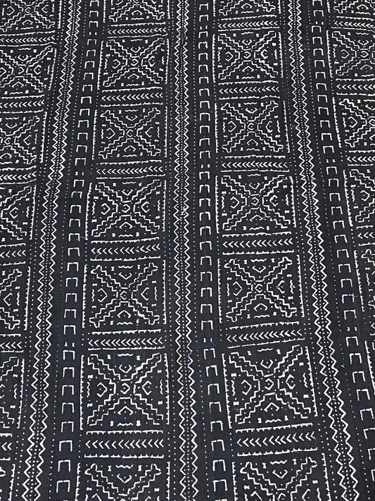 # 5735 African Bogolan Mud Cloth Textile  Mali 64" by 40"