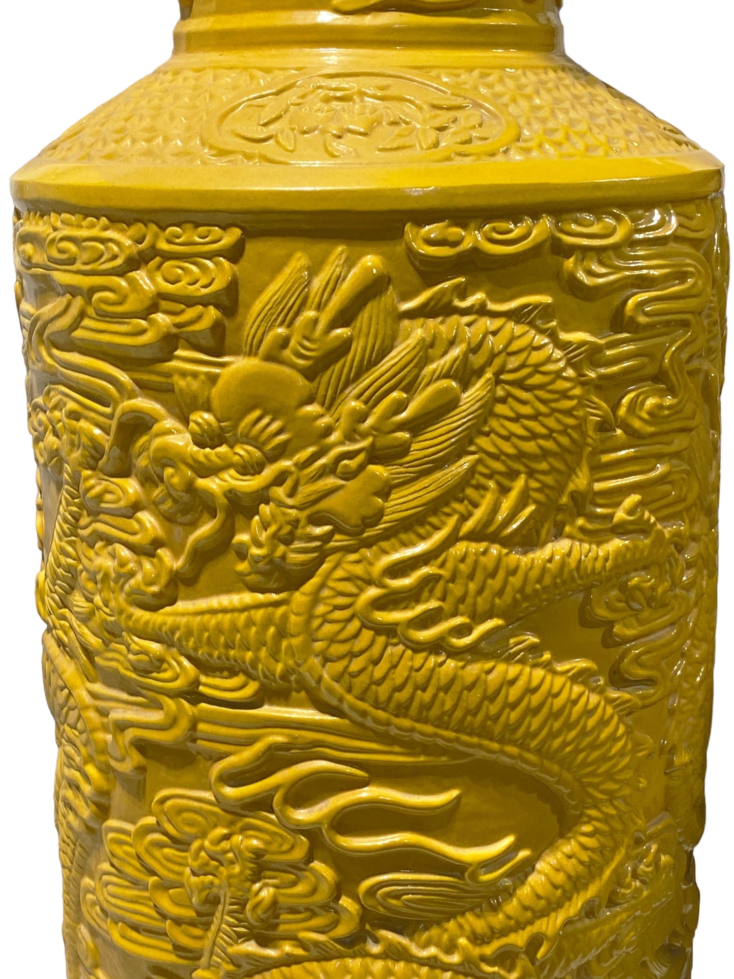 #3188 Chinoiserie Large Famille Jaune Style Dragons Vase. 27' H
