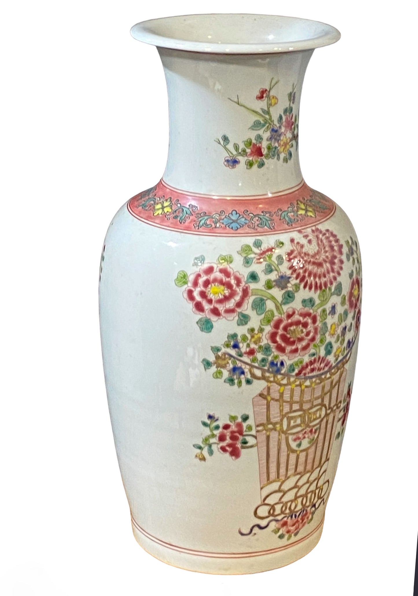 #1642/4287  Superb Elegant Chinoiserie Porcelain Famille Rose 16" h