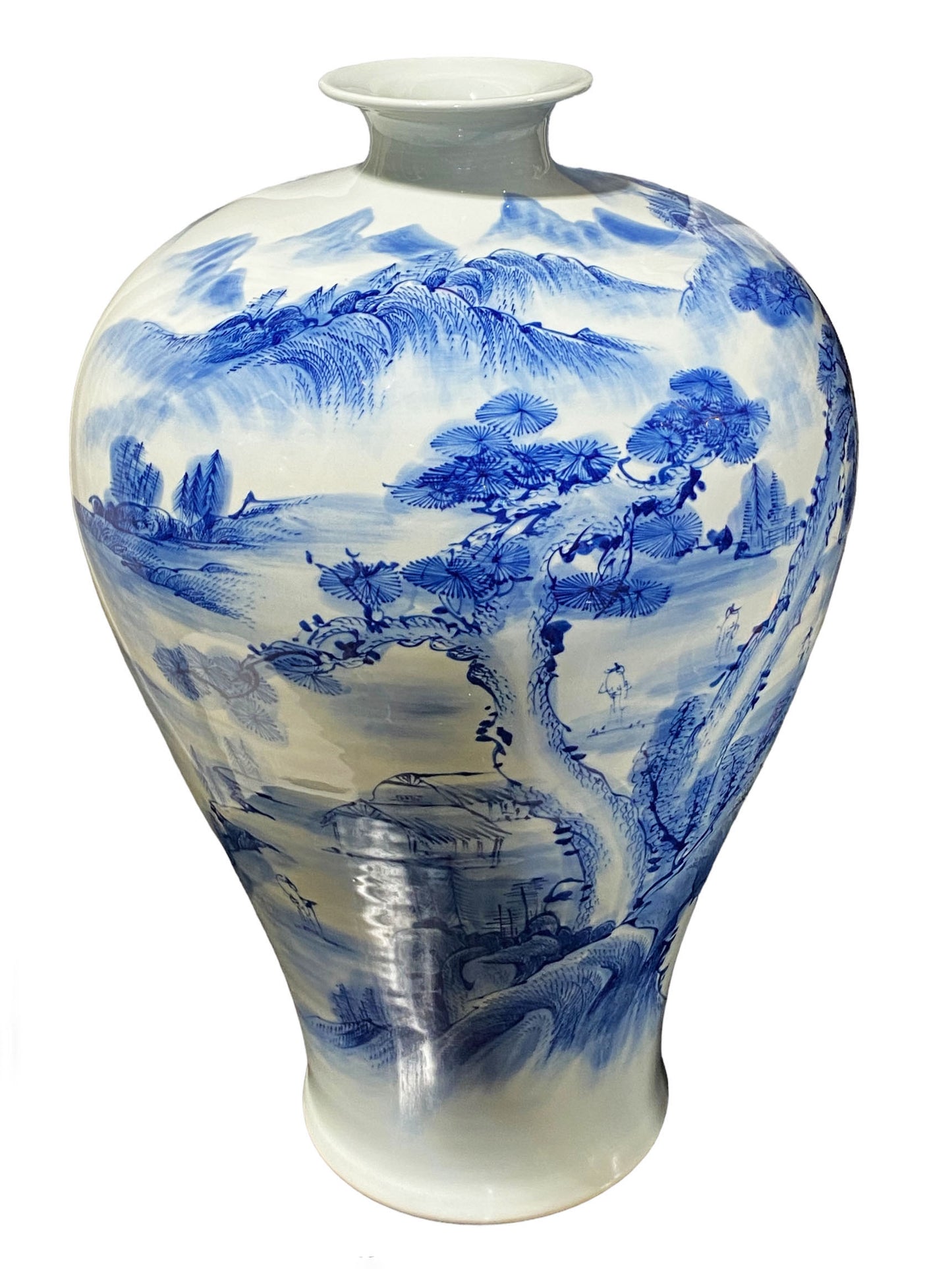 #5768 Chinoiserie Blue & White Meiping Plum Vase 19" H