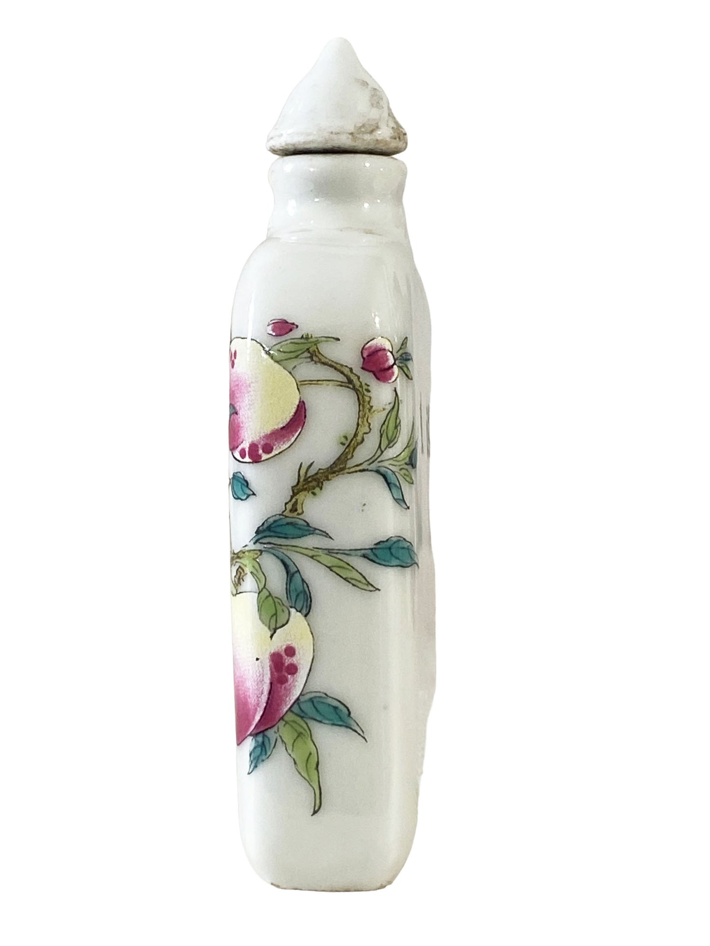 #7052 Chinoiserie Famille Rose Porcelain Snuff Bottle 3.75" H