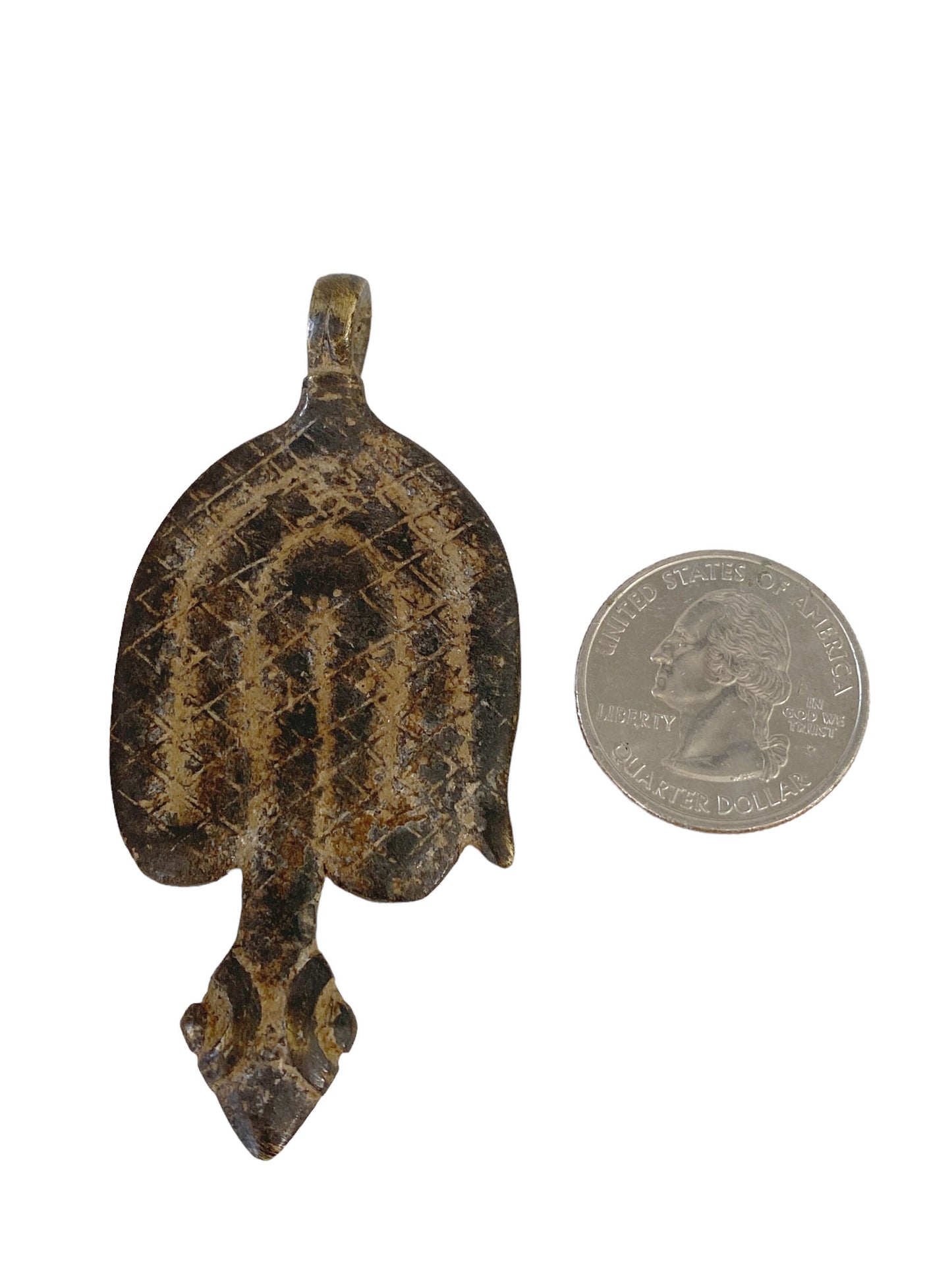 #5673 Superb Gan Bronze Amulet Pendant of Ornate Serpent Burkina Faso Africa