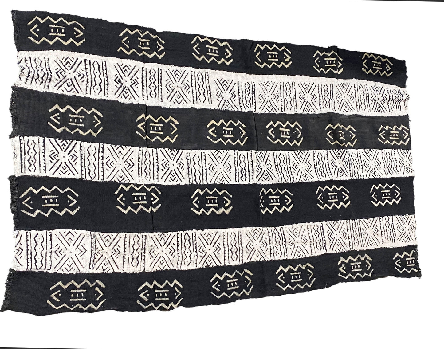 # 5727 African Black and White Mud Cloth Textile Mali 61" by 35"