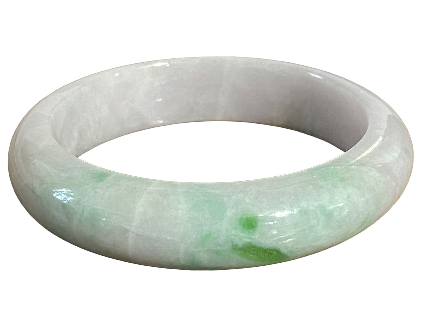 #4227 Mottled White & Green  Jadeite Jade  Bangle Bracelet w/GIA CERTIFICATE