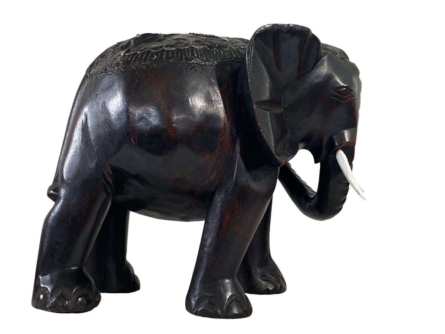 #5235/7044 Vintage Ashanti Elephant  Wooden Sculpture Ghana 12.25" H