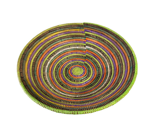 #5690  Large Handmade Woven Wolof Basket From Senegal 19.5" Diameter