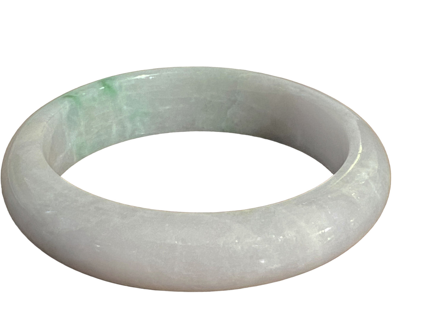 #4227 Mottled White & Green  Jadeite Jade  Bangle Bracelet w/GIA CERTIFICATE