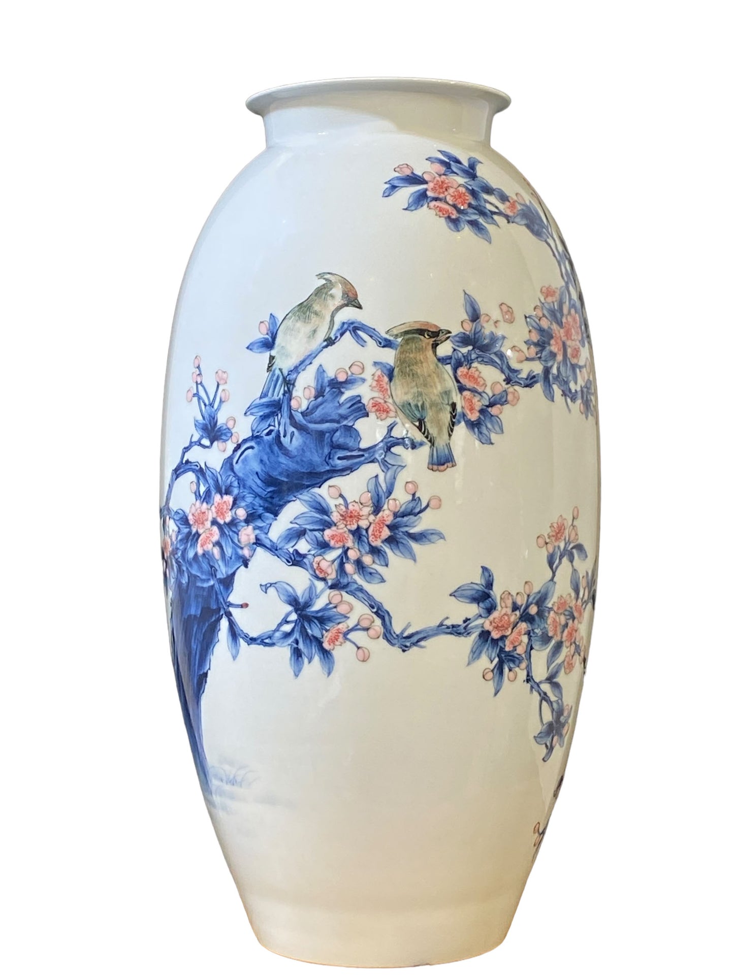 #2350 Stunning Chinese Blue& white Porcelain Hand-Painted Vase  23' H