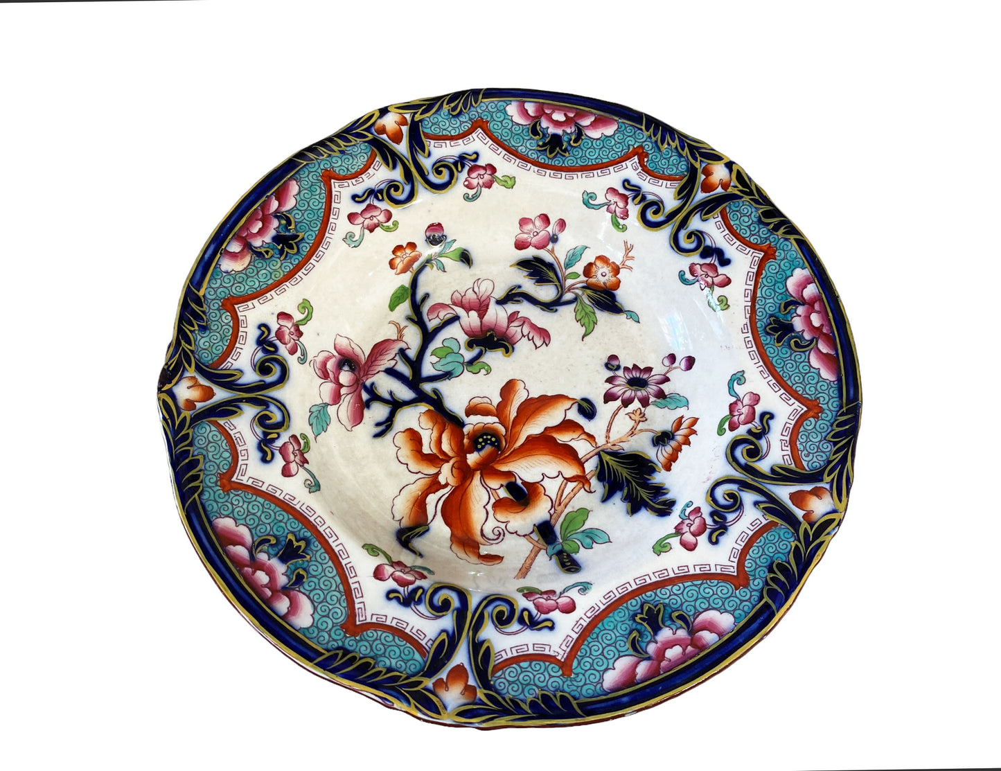 #5699 1950"s English Decorative Soup Plate Imari Pattern 10.25" Diameter