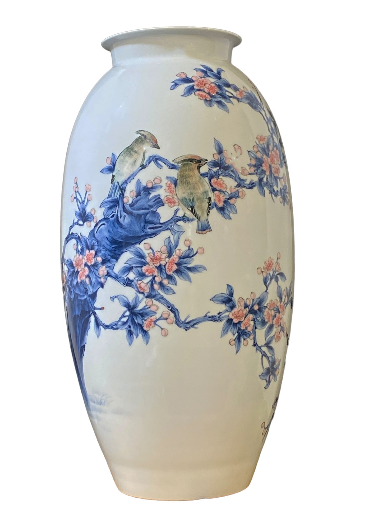 #2350 Stunning Chinese Blue& white Porcelain Hand-Painted Vase  23' H