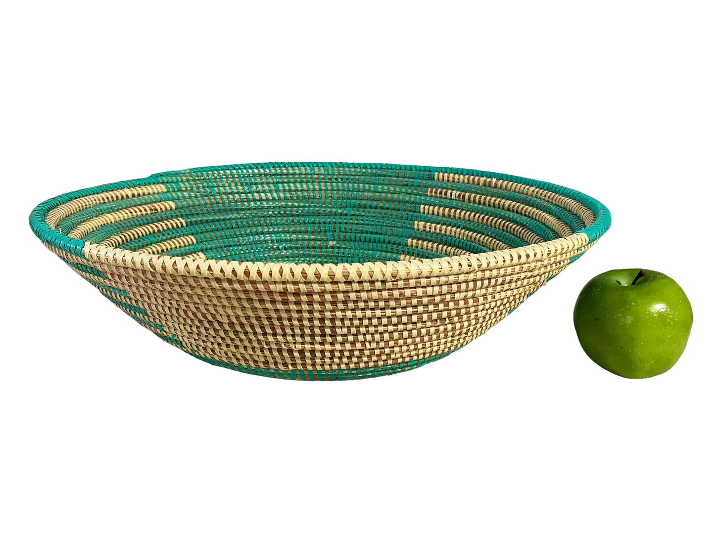 #5685  Large Handmade Woven Wolof Basket From Senegal 16" Diameter