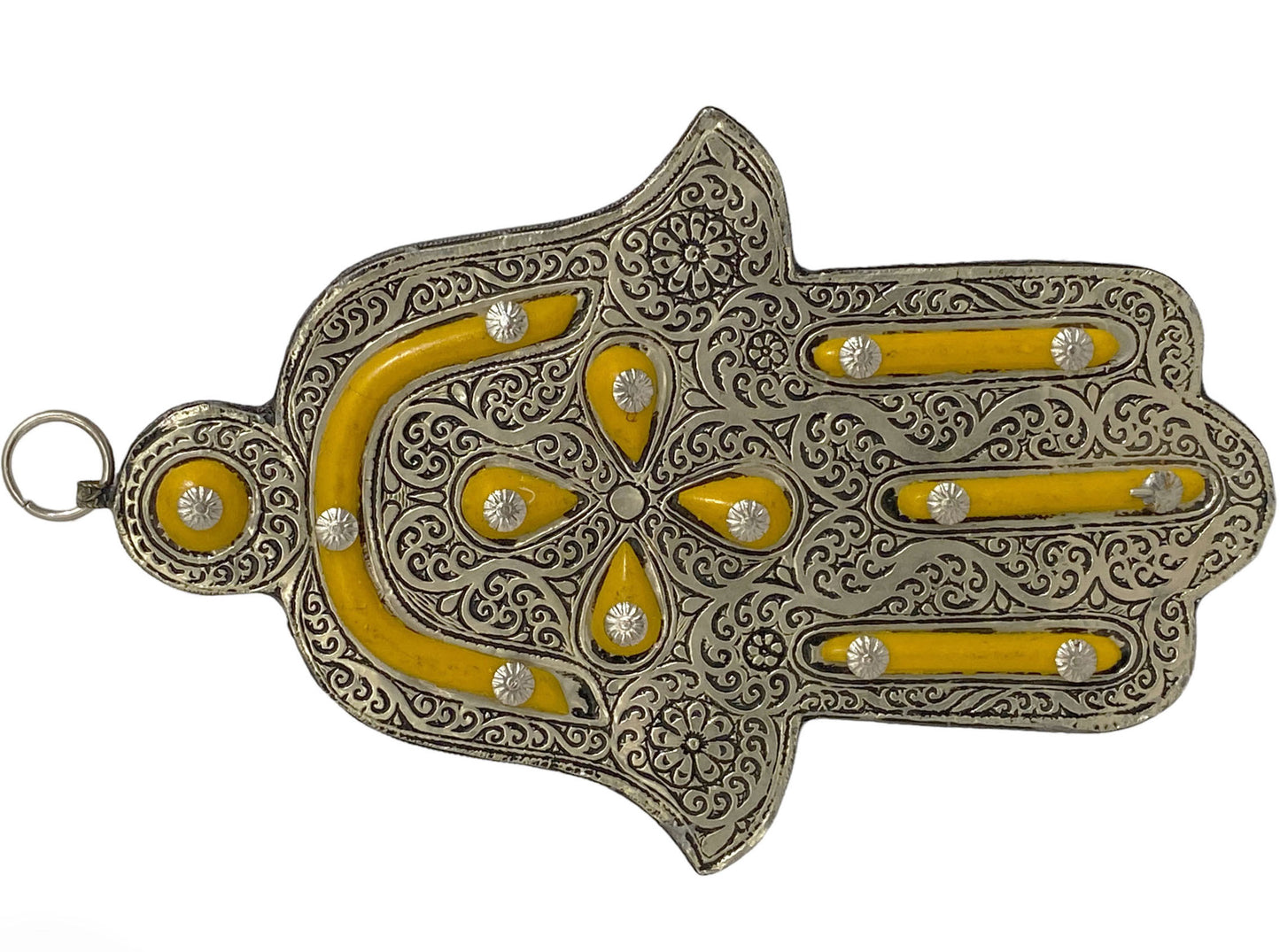 #5508 Large Moroccan Pendant Amulet Khamsa /Hand Of Fatima  11" H