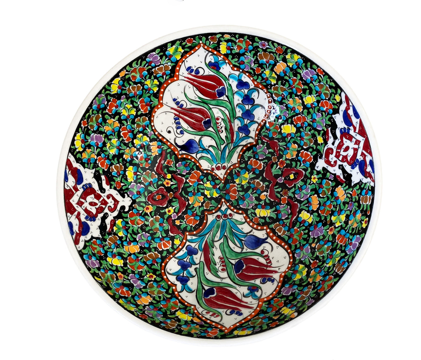 #5640 Large Handpainted Turkish Mezze Serving Bowl 12" Diameter