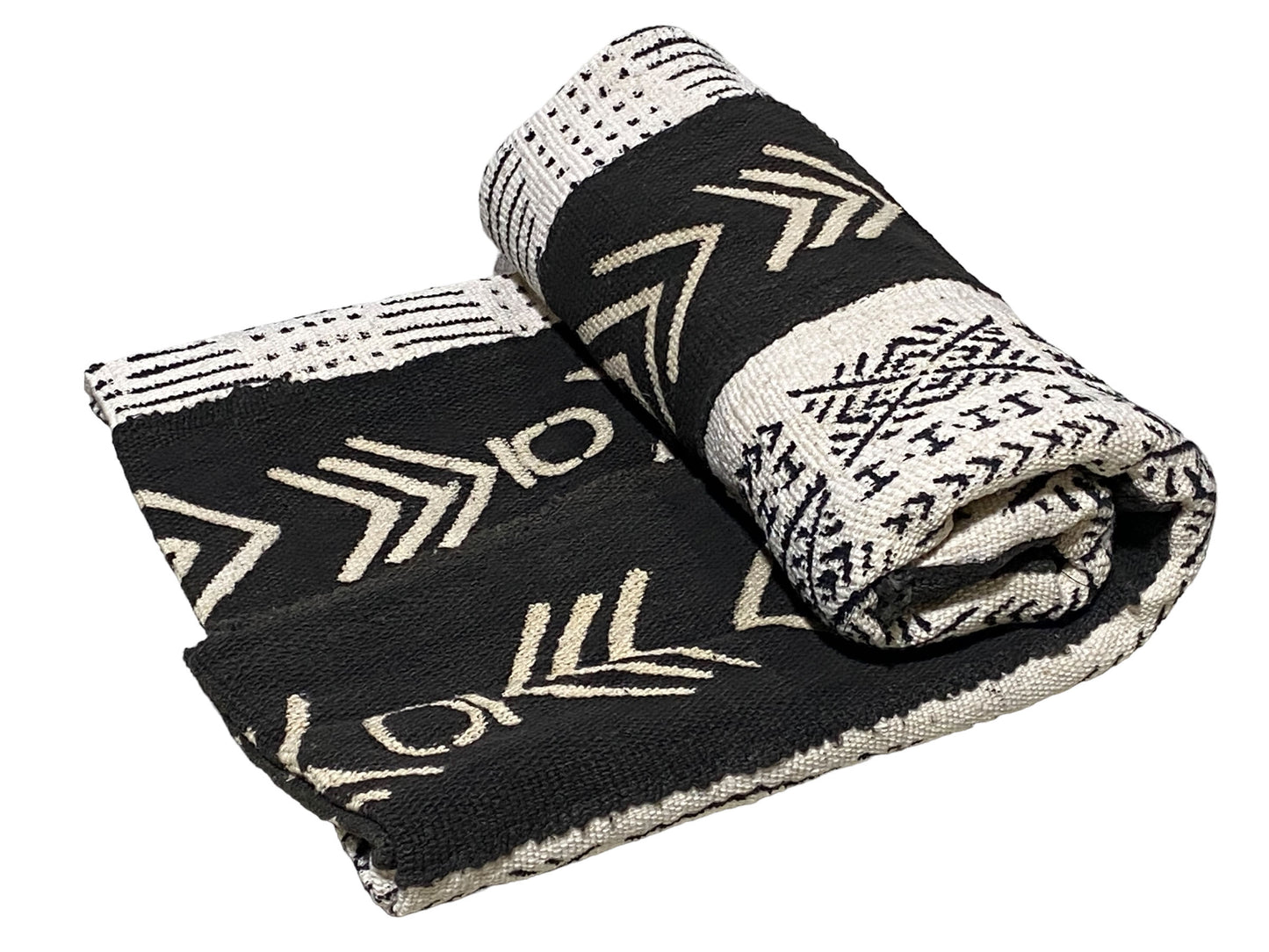 # 5731 African Black and White Mud Cloth Textile Mali 62" by 38"
