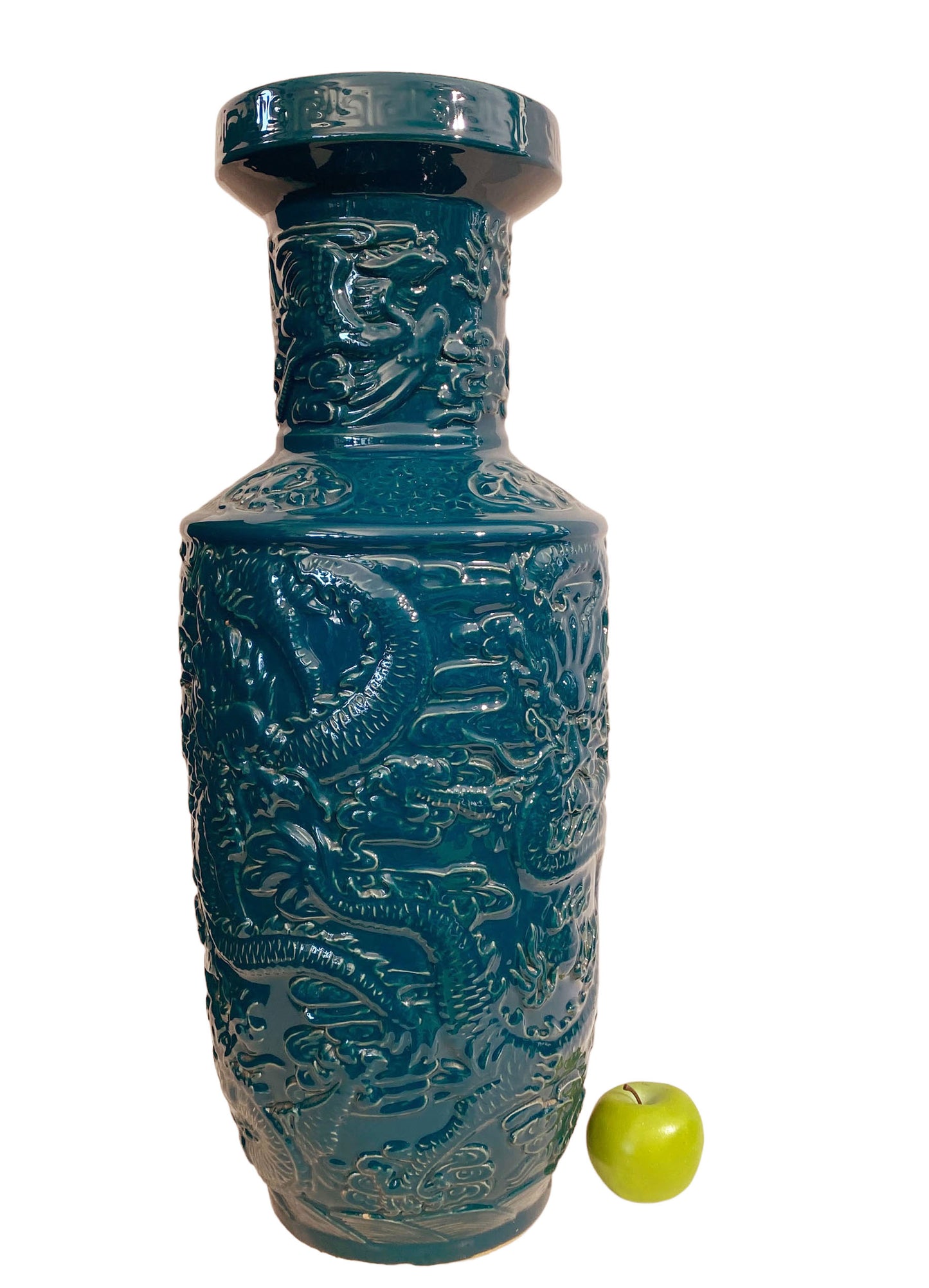 #5770 Vintage Chinoiserie Large Porcelain Dragon Vase 26" H
