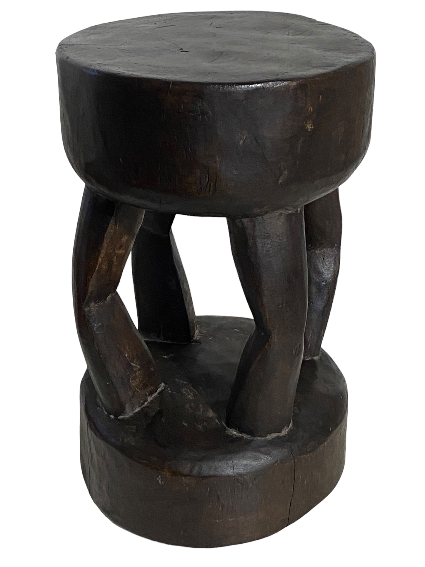 #7100 African Vintage Carved Wood Milk Stool Hehe Gogo People Tanzania 11.5" H
