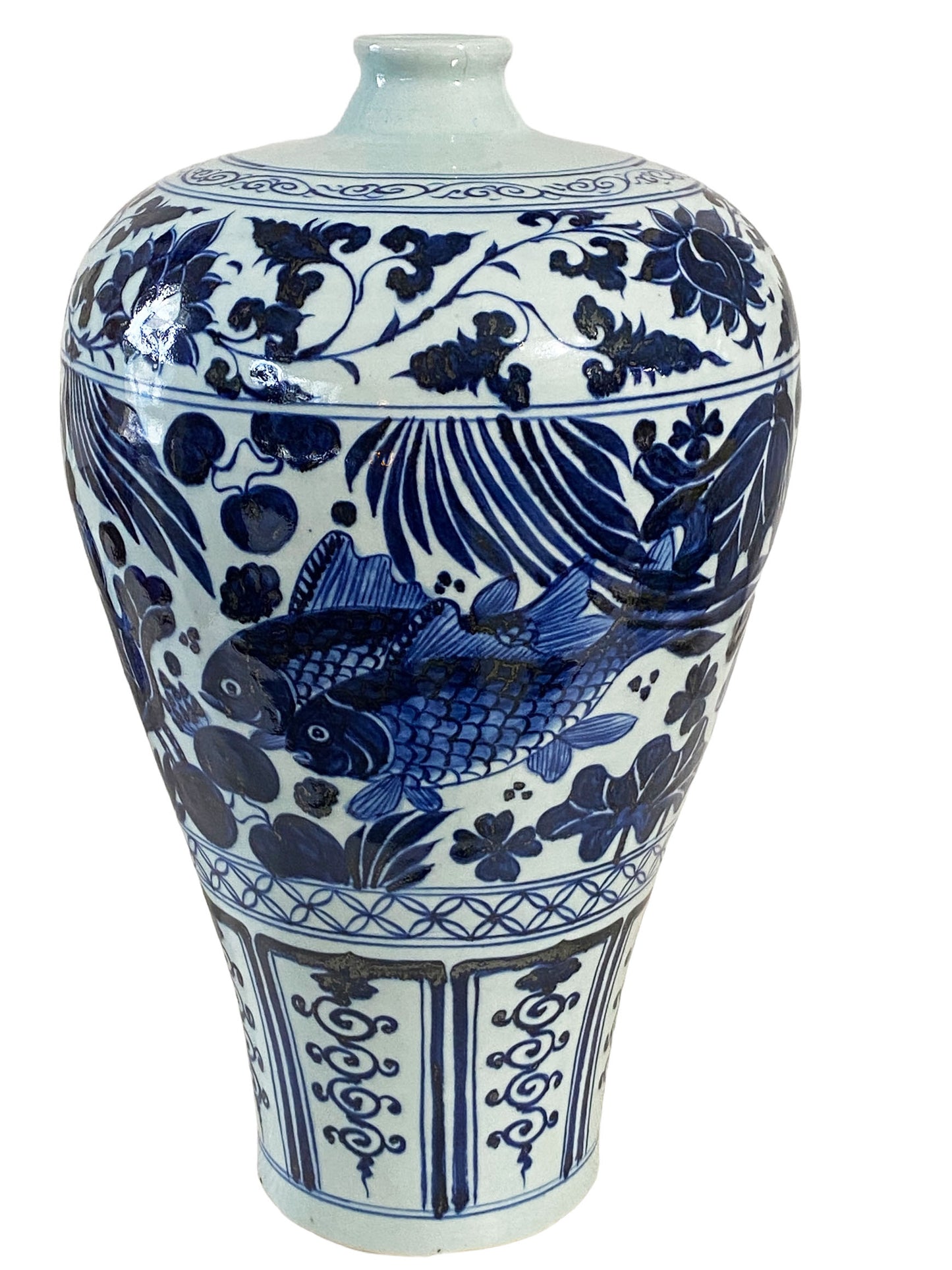 #5680 Chinoiserie Blue & White Meiping Plum Vase 17" H