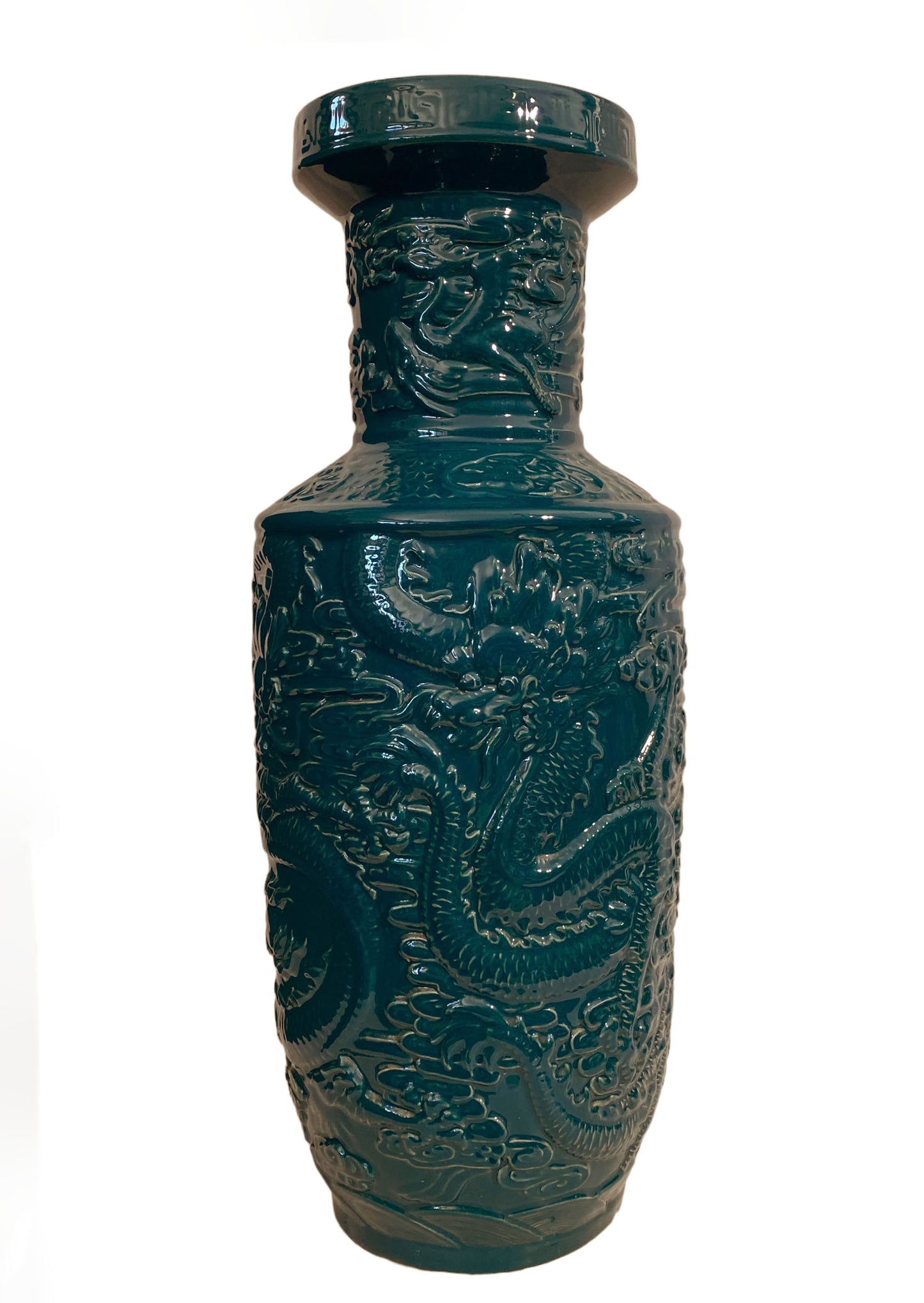 #5770 Chinoiserie Large Porcelain Dragon Vase 26" H