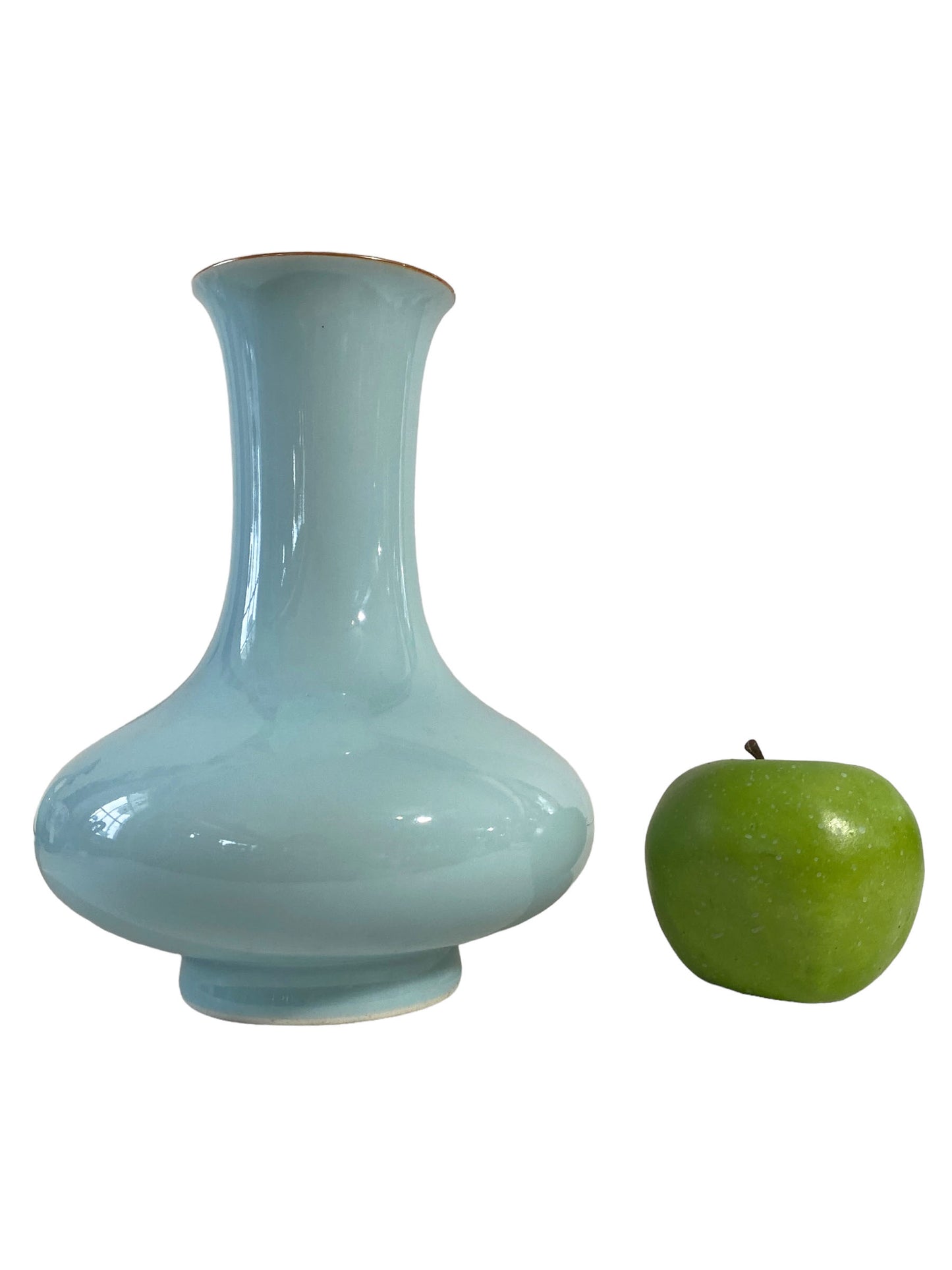 #5635  Chinoiserie Celadon Porcelain Vase 8.5" H