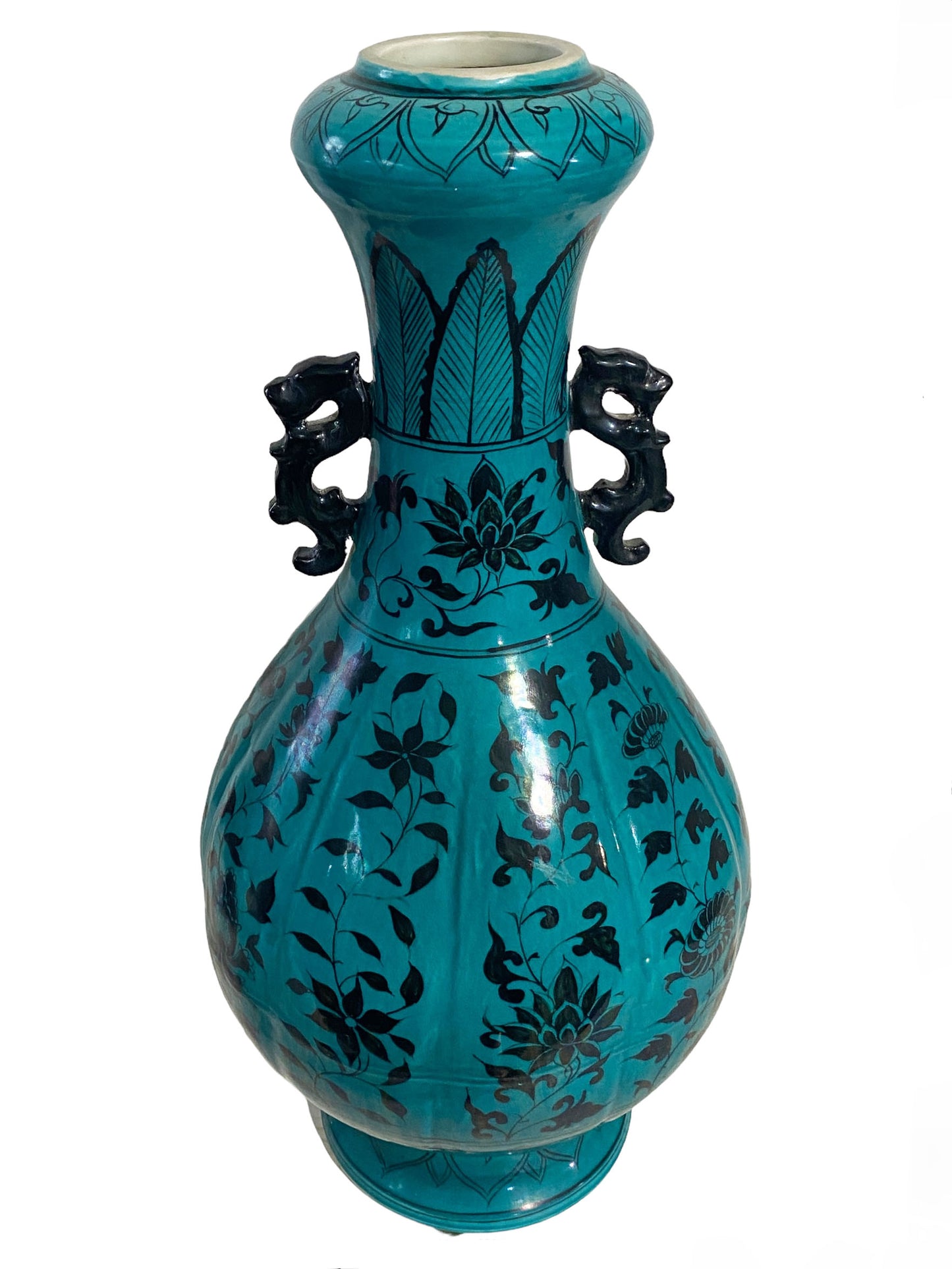 #4734 /5661 Chinoiserie Yuan Style  Vase/Jar W/Dragons Handles