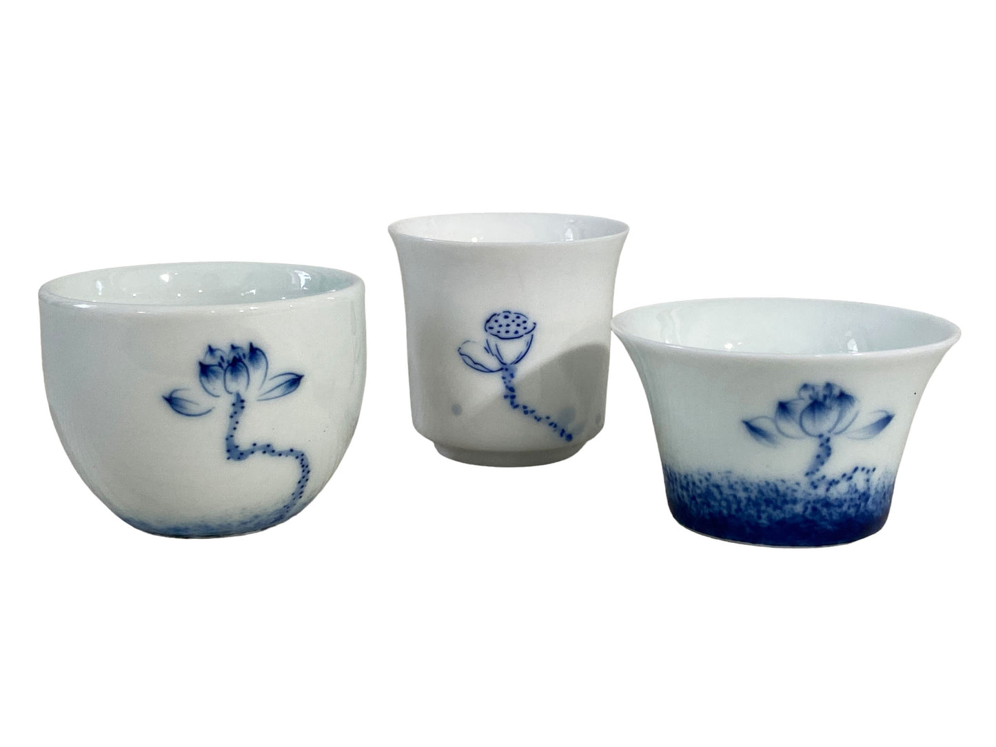 #5630 Chinoiserie Blue and White Tea Cups - Set of 3