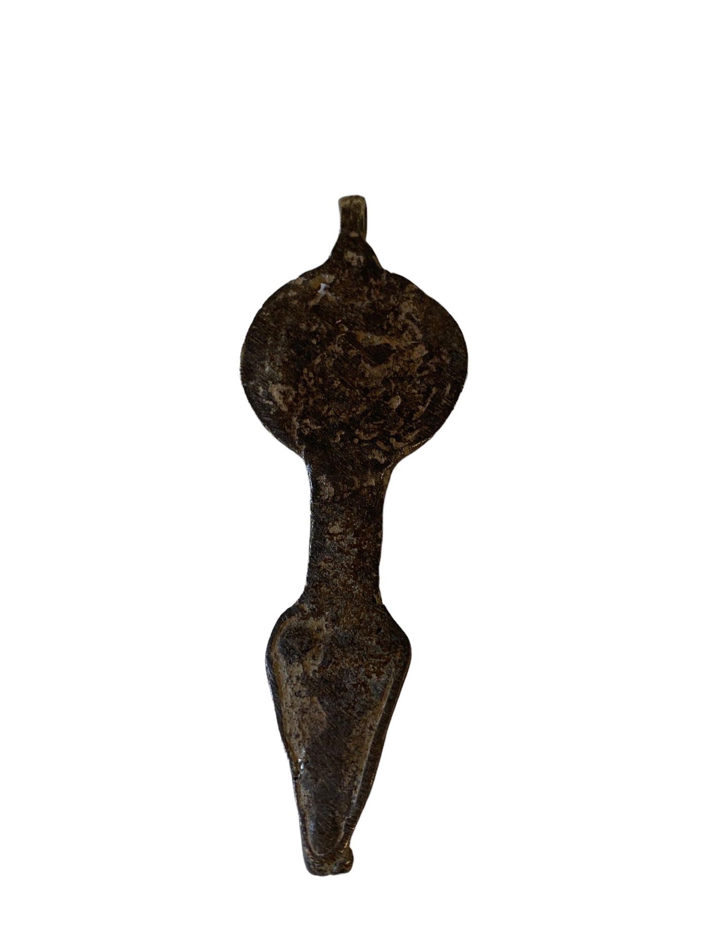 #5676 Vintage Gan Bronze Amulet Pendant of Ornate Serpent Burkina Faso