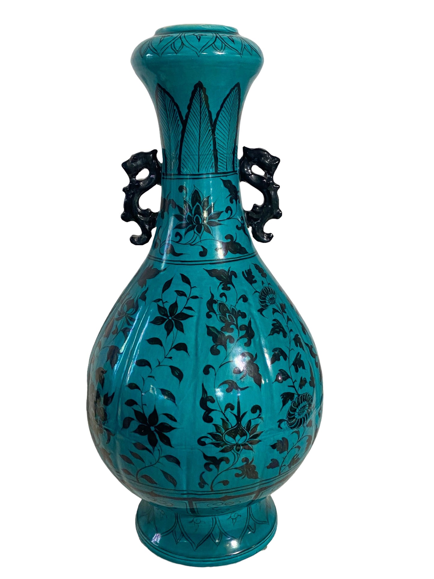 #4734 /5661 Chinoiserie Yuan Style  Vase/Jar W/Dragons Handles