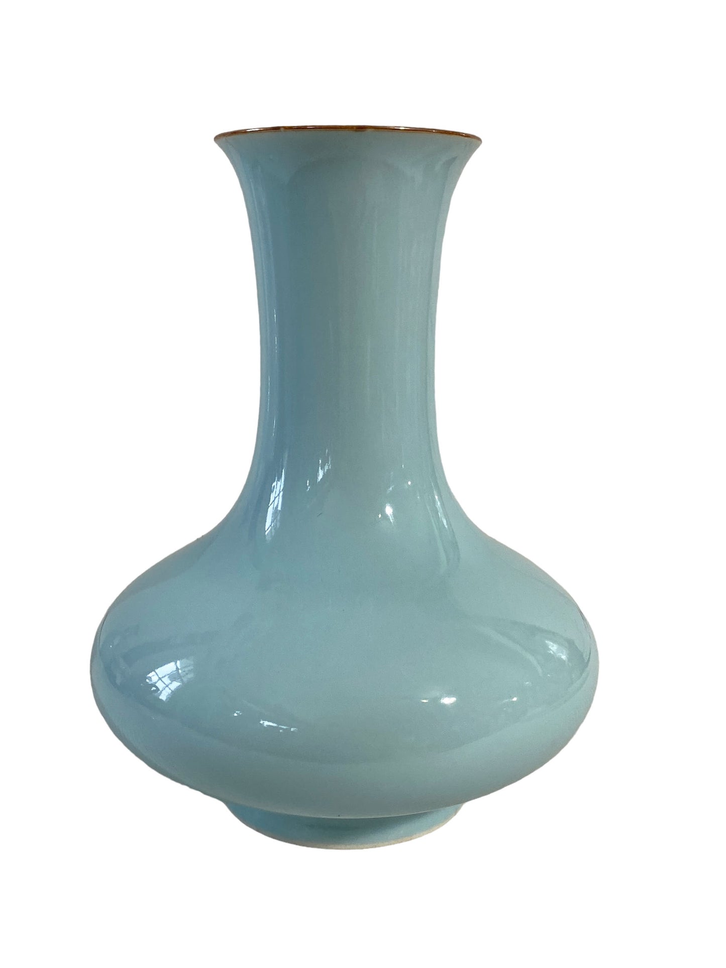 #5635  Chinoiserie Celadon Porcelain Vase 8.5" H