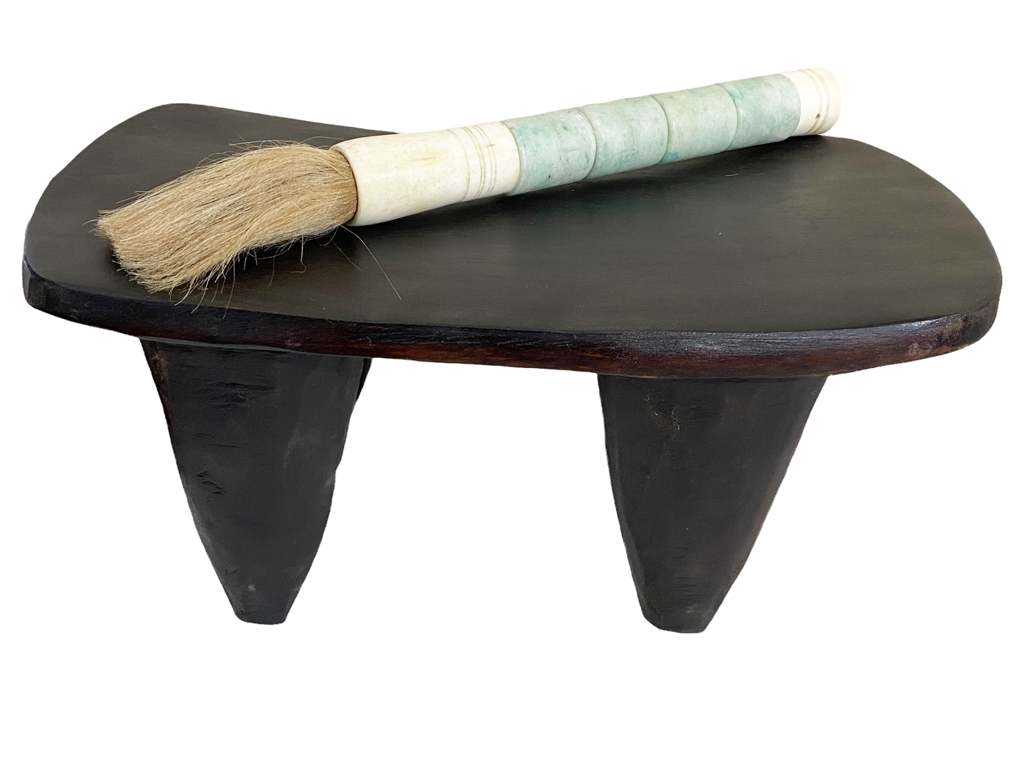 #4171 Chinoiserie Soapstone and Bone Calligraphy Brush 13.5" H
