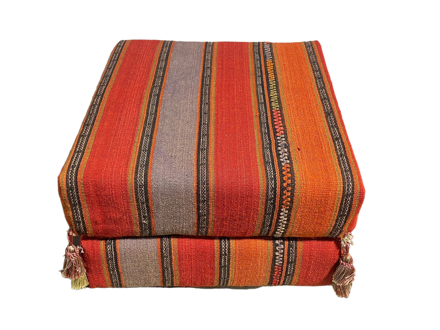 #6083 Vintage Tribal Moroccan Kilim  Square Floor Cushions  Set Of Two.