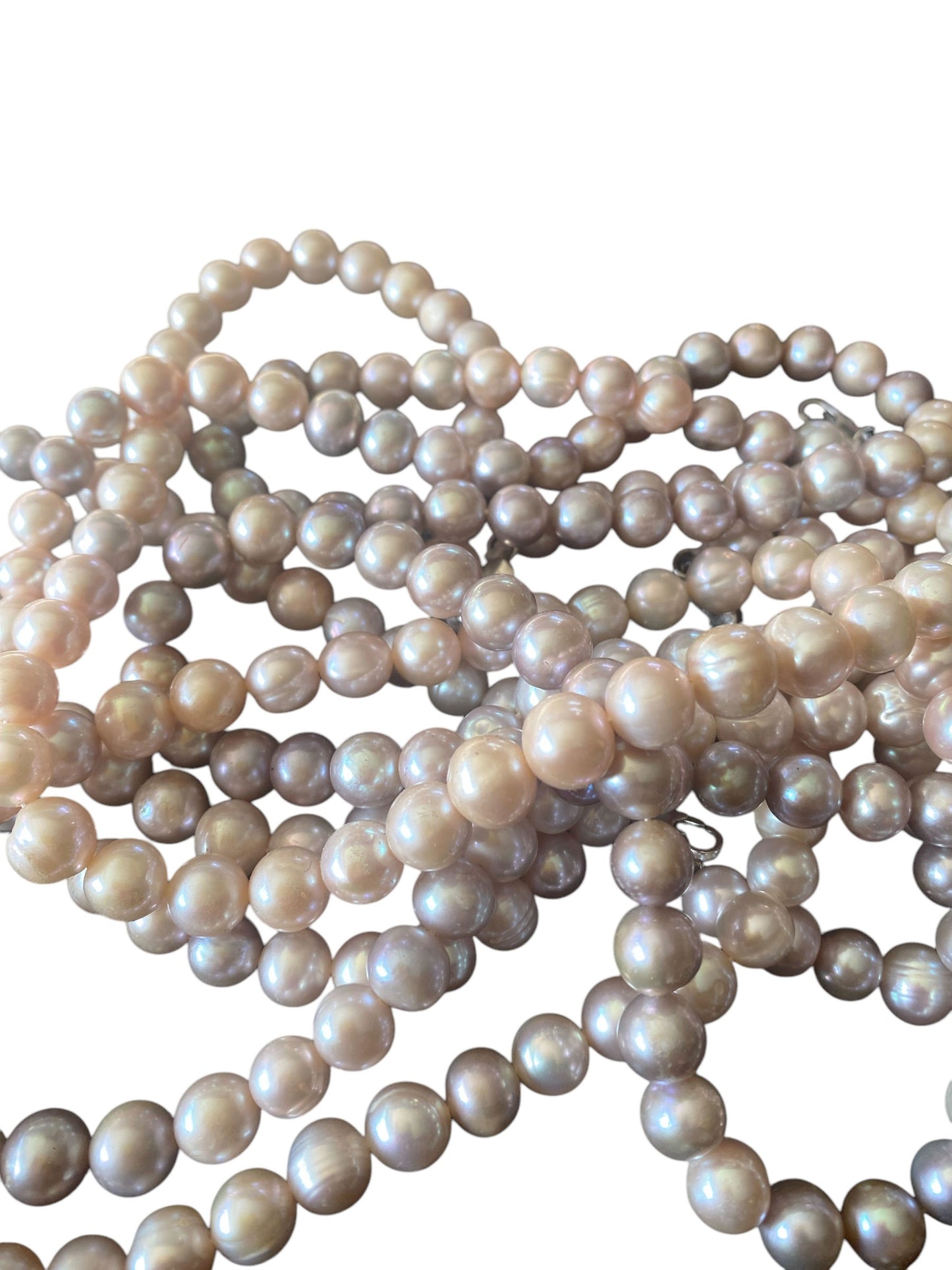 #6322 Genuine Pinkish /grayish  Pearl Necklace Cultured Freshwater 17" long