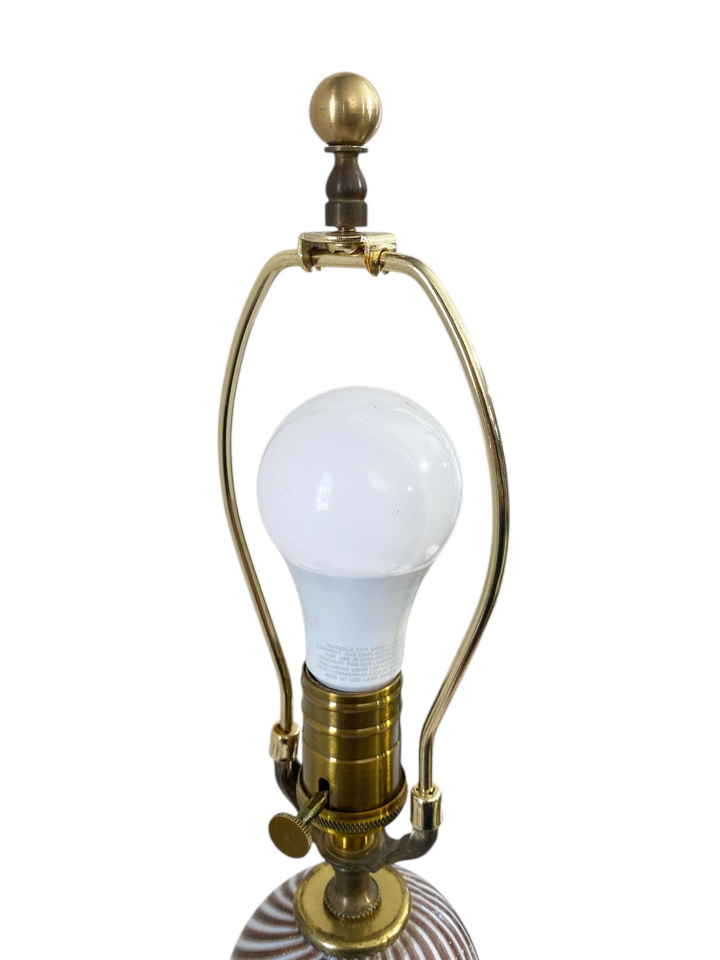 #7435 Dino Martens For Aureliano Toso Murano Mezzo Filigrana Art Glass Table Lamp