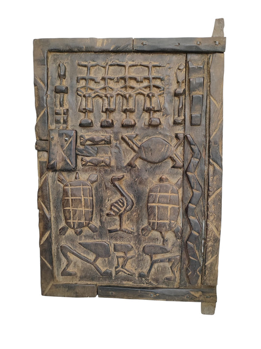 #1108 Vintage Granary Dogon  Door With turtles Mali African 25"H