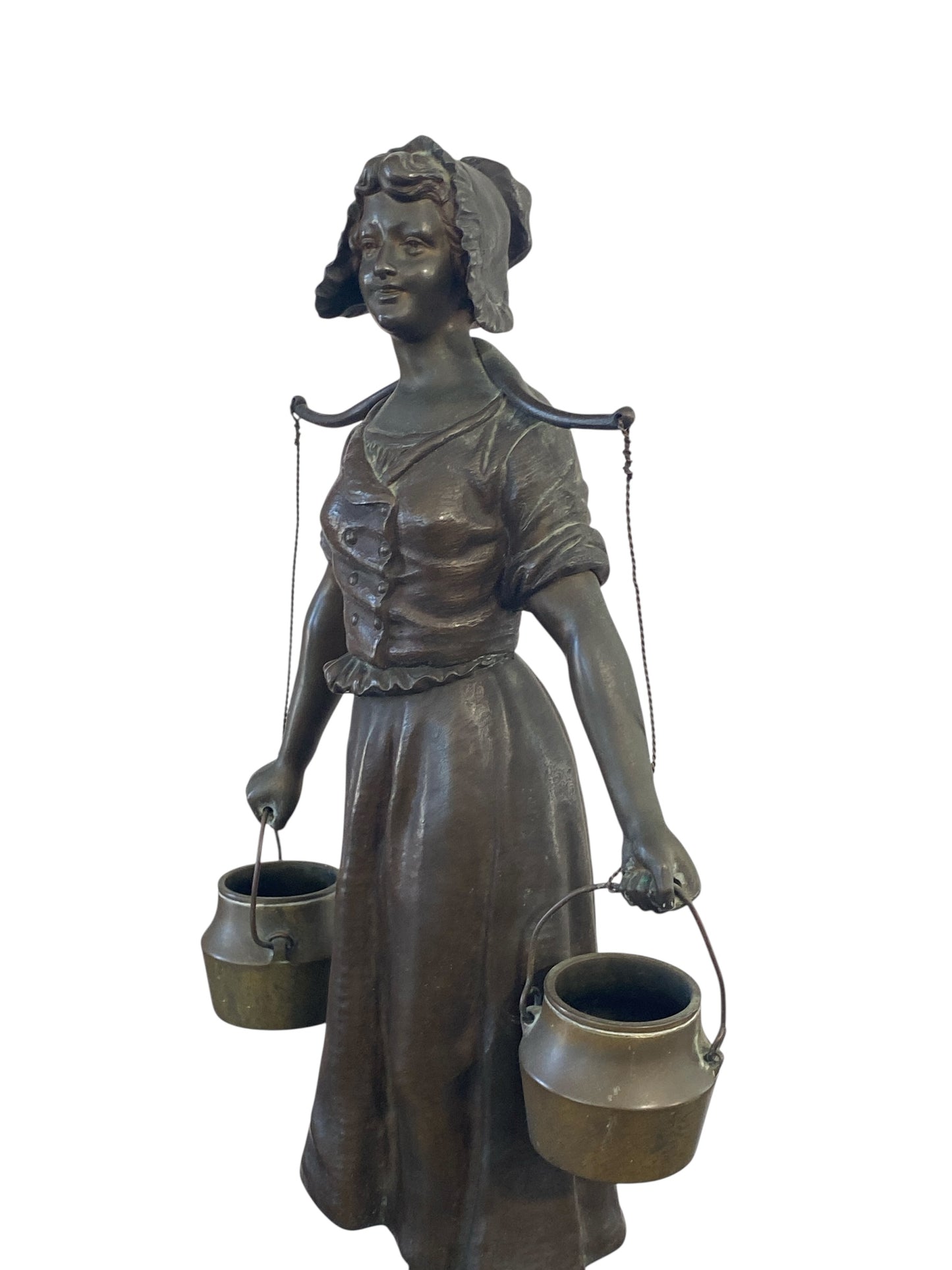 #645  Georges Omerth French Bronze and Marble Sculpture of a Female Farmer , 19TH C.