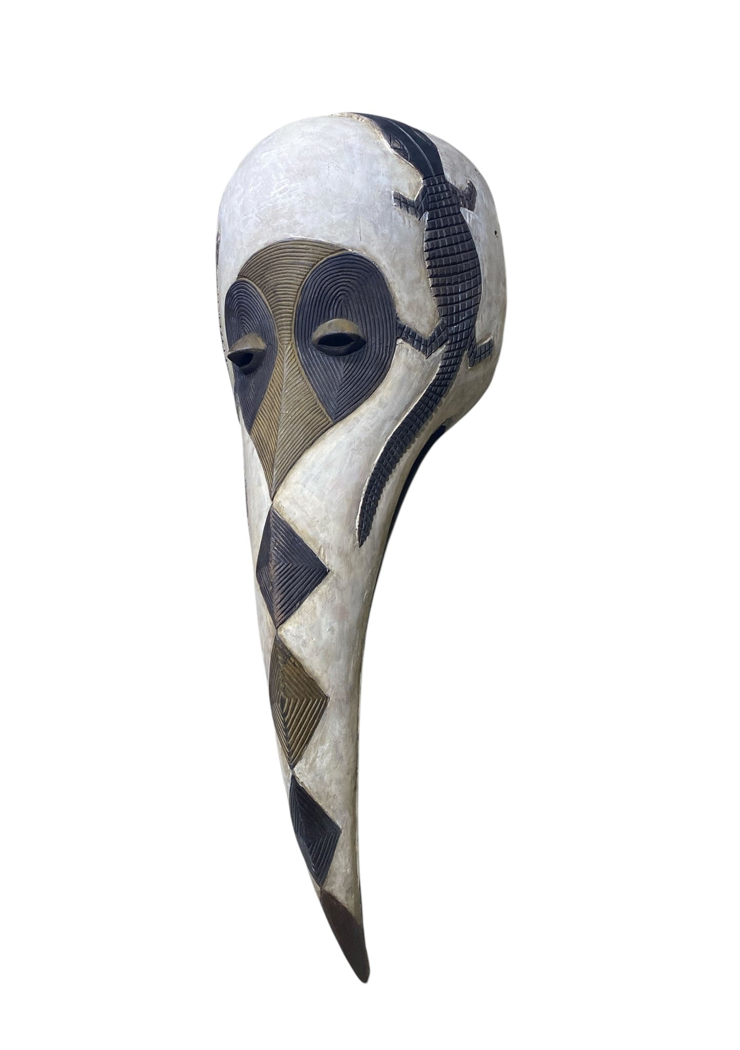 #1113 Large African  Dan Bird Mask Liberia 41" H