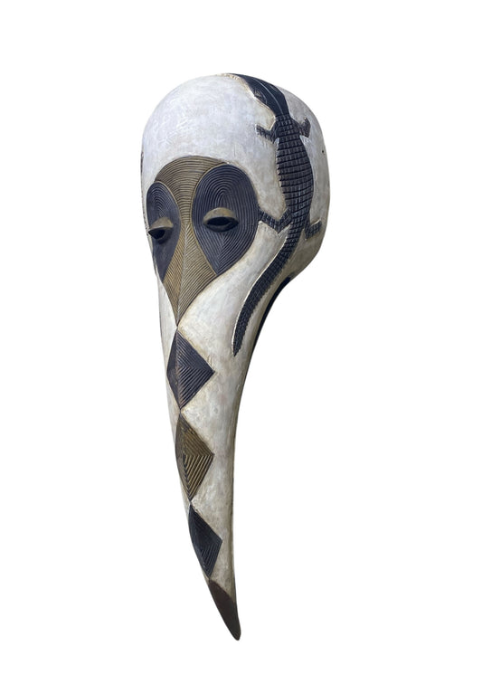 #1113 Large African  Dan Bird Mask Liberia 41" H