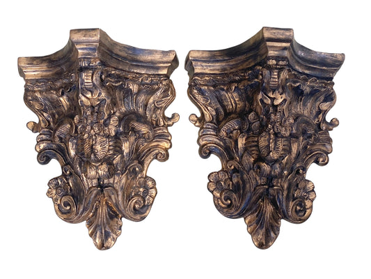 #34 Ornate Rococo Style Wall Sconces Pair 13.5" H