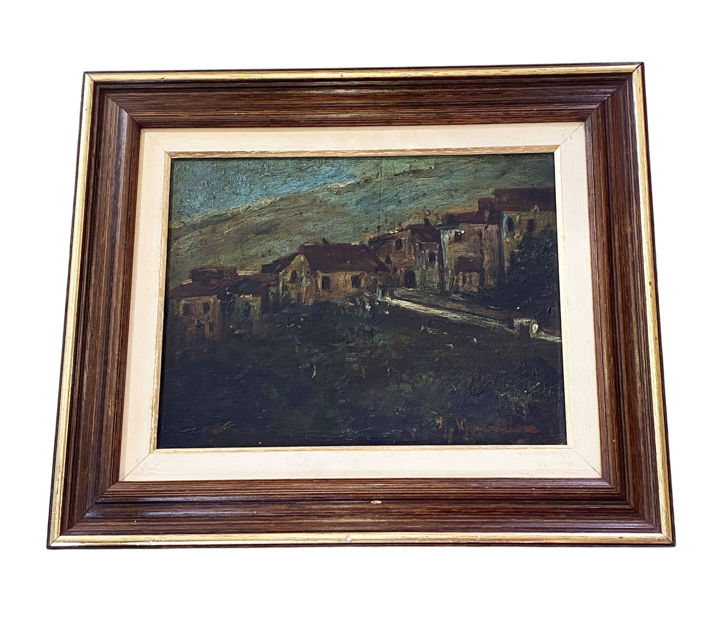 #7296 Old Oil On Wood Painting by the Brazilian Artist Jose Cavaliere